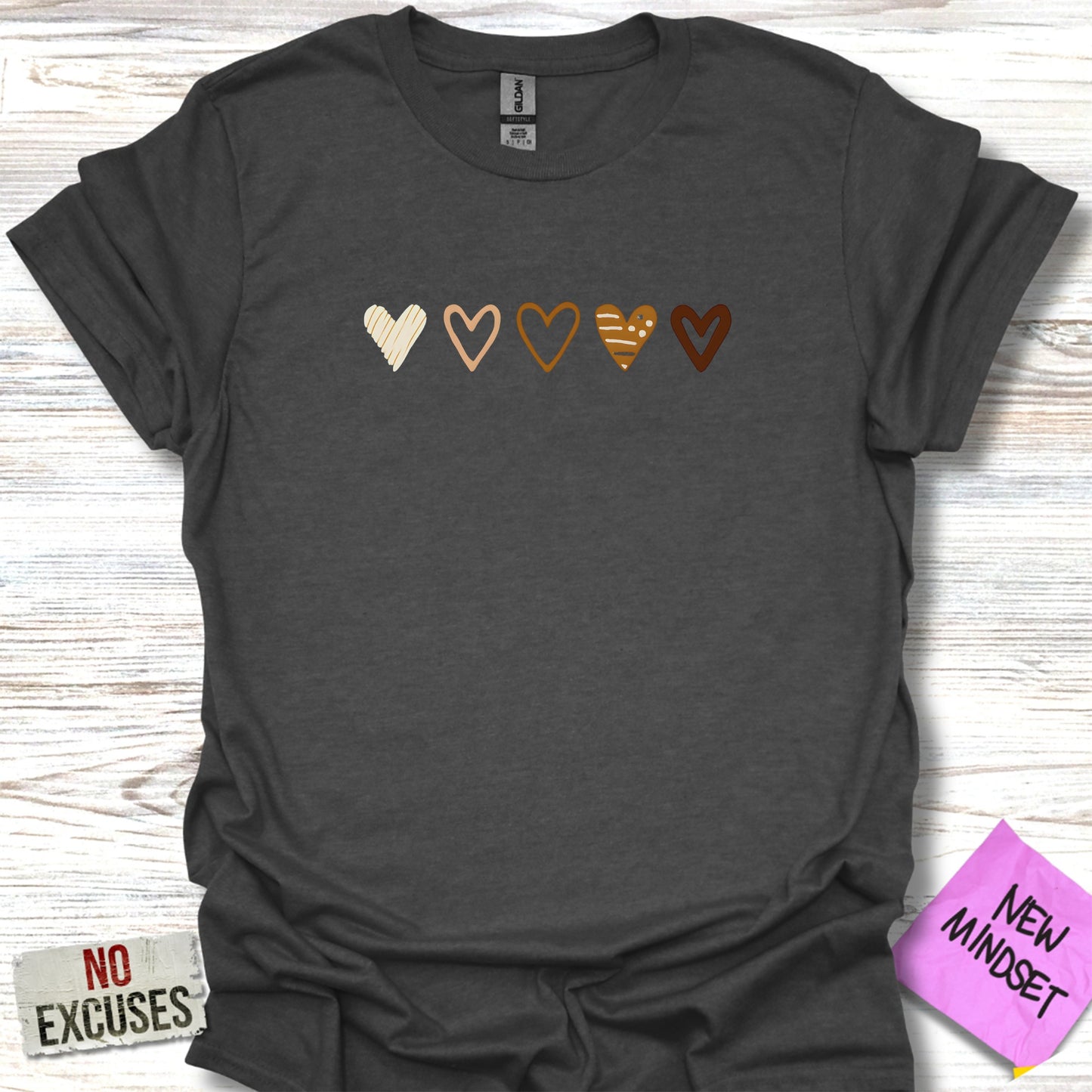 Heart Design Grey Tee Shirts Casual Style product