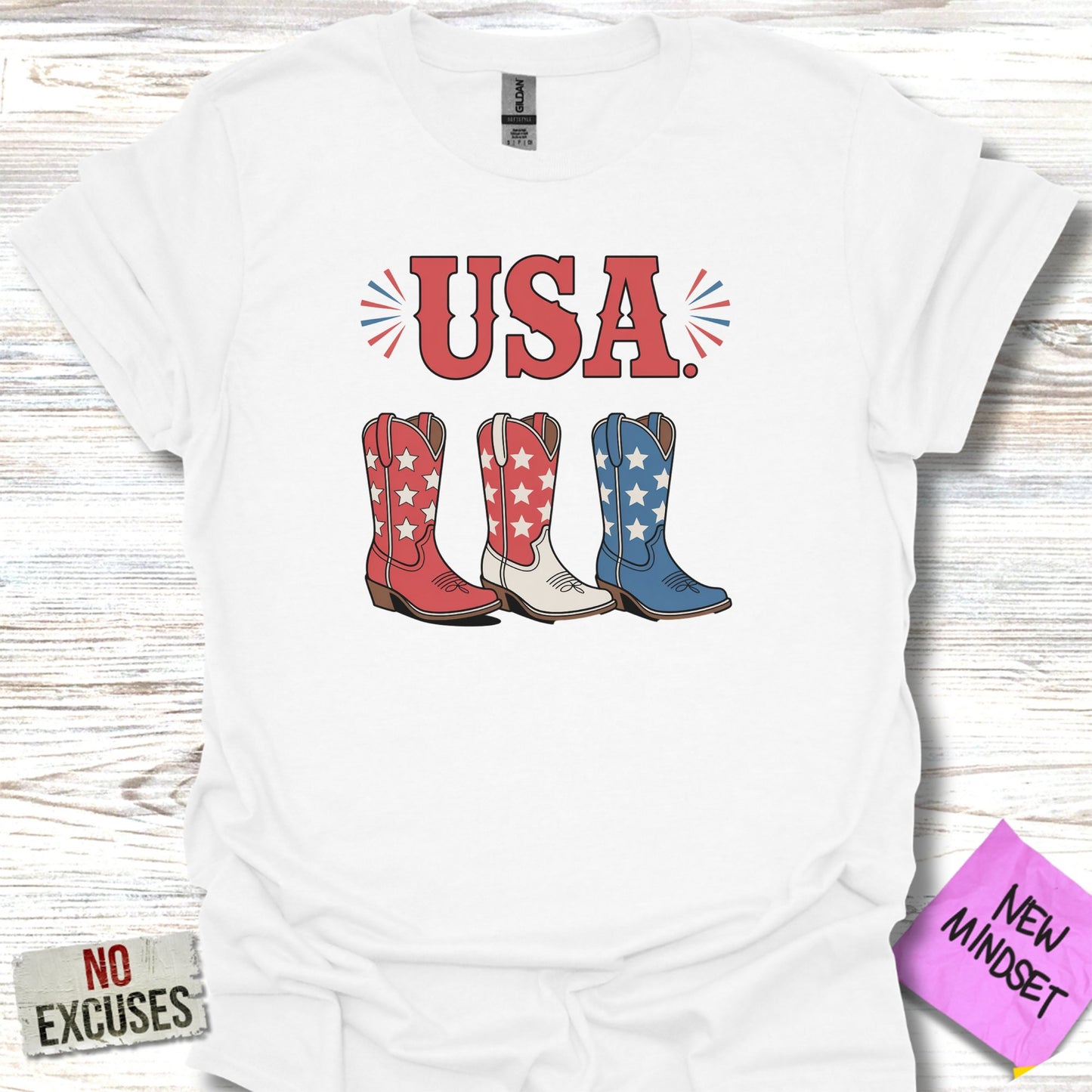 USA Cowboy Boots Graphic T-Shirt Patriotic product type