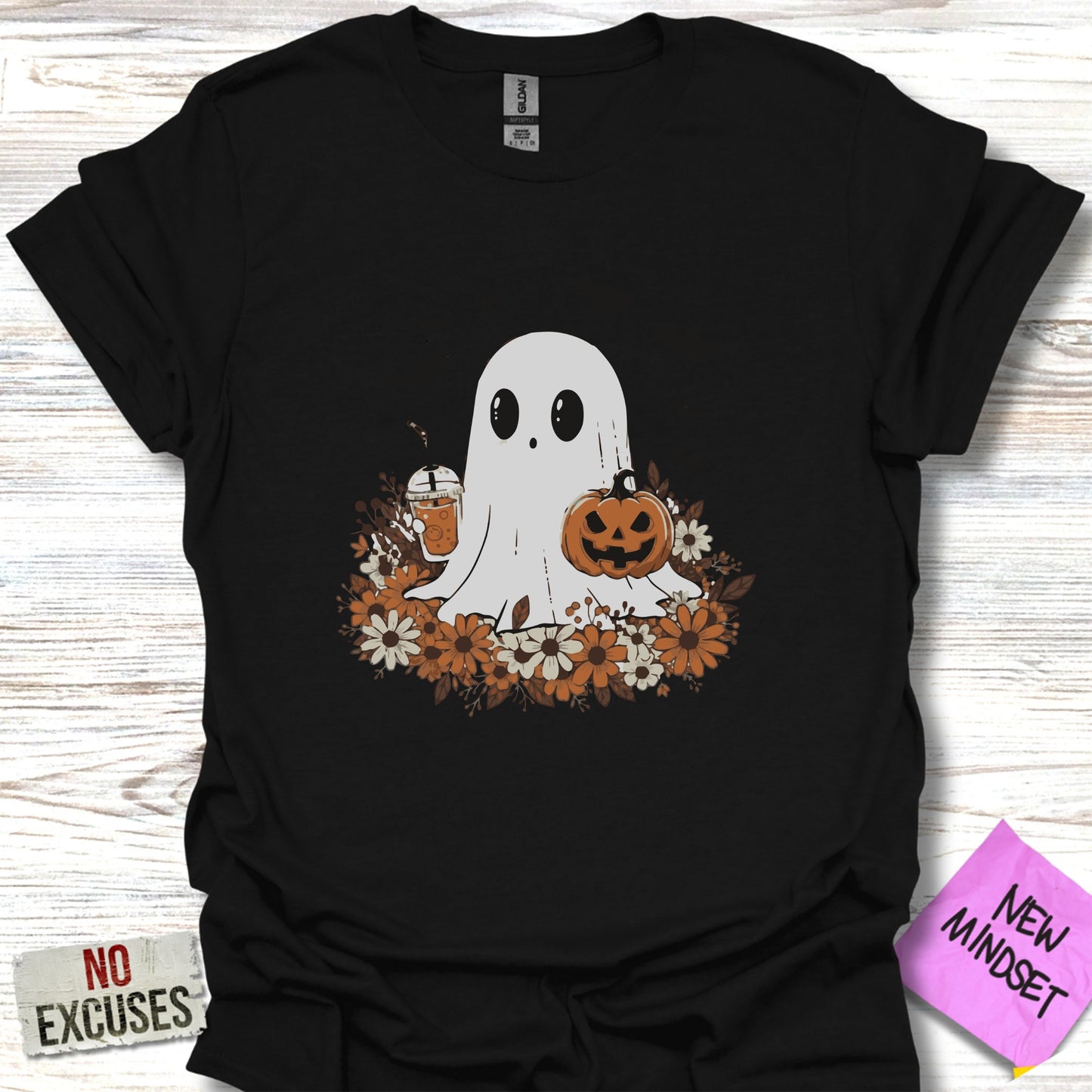 Cute Ghost with Pumpkin Halloween Graphic T-Shirt product type