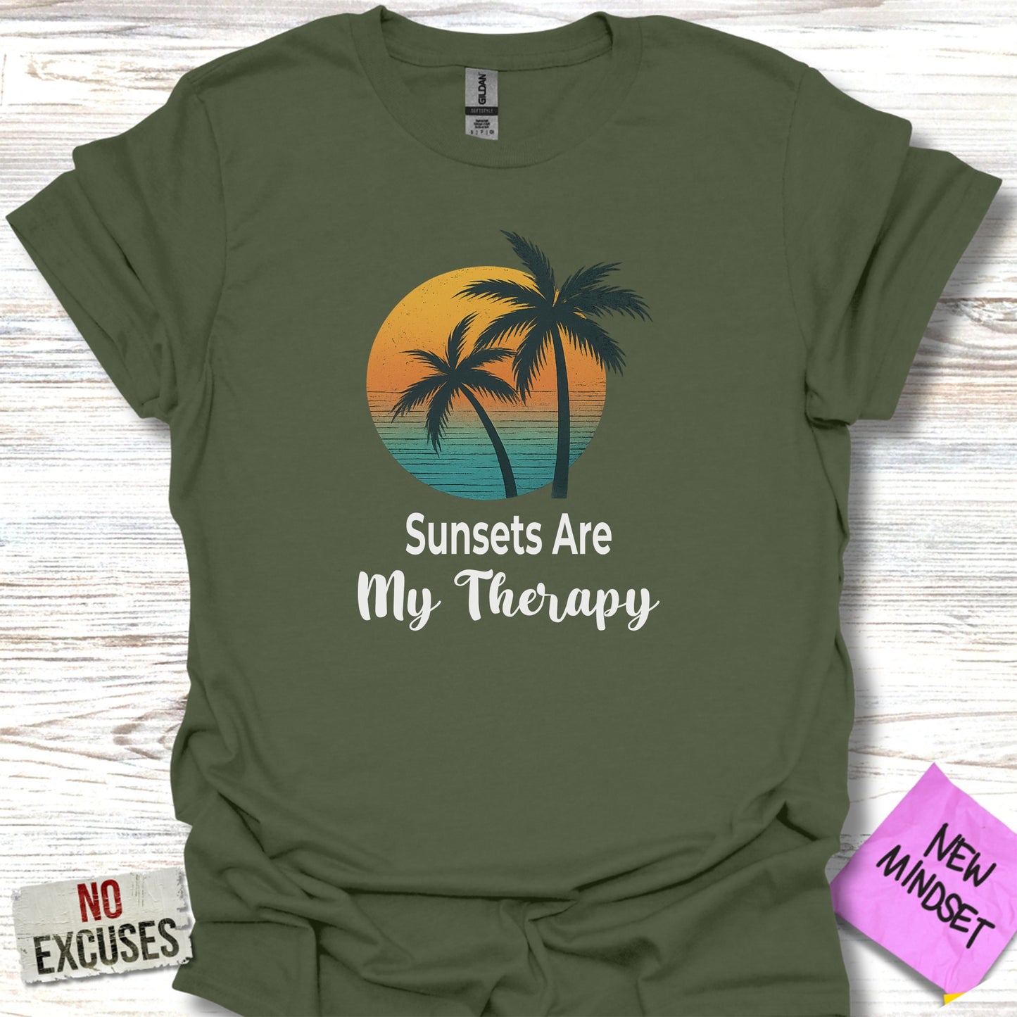 Sunsets Are My Therapy Palm Tree Print T-Shirt product