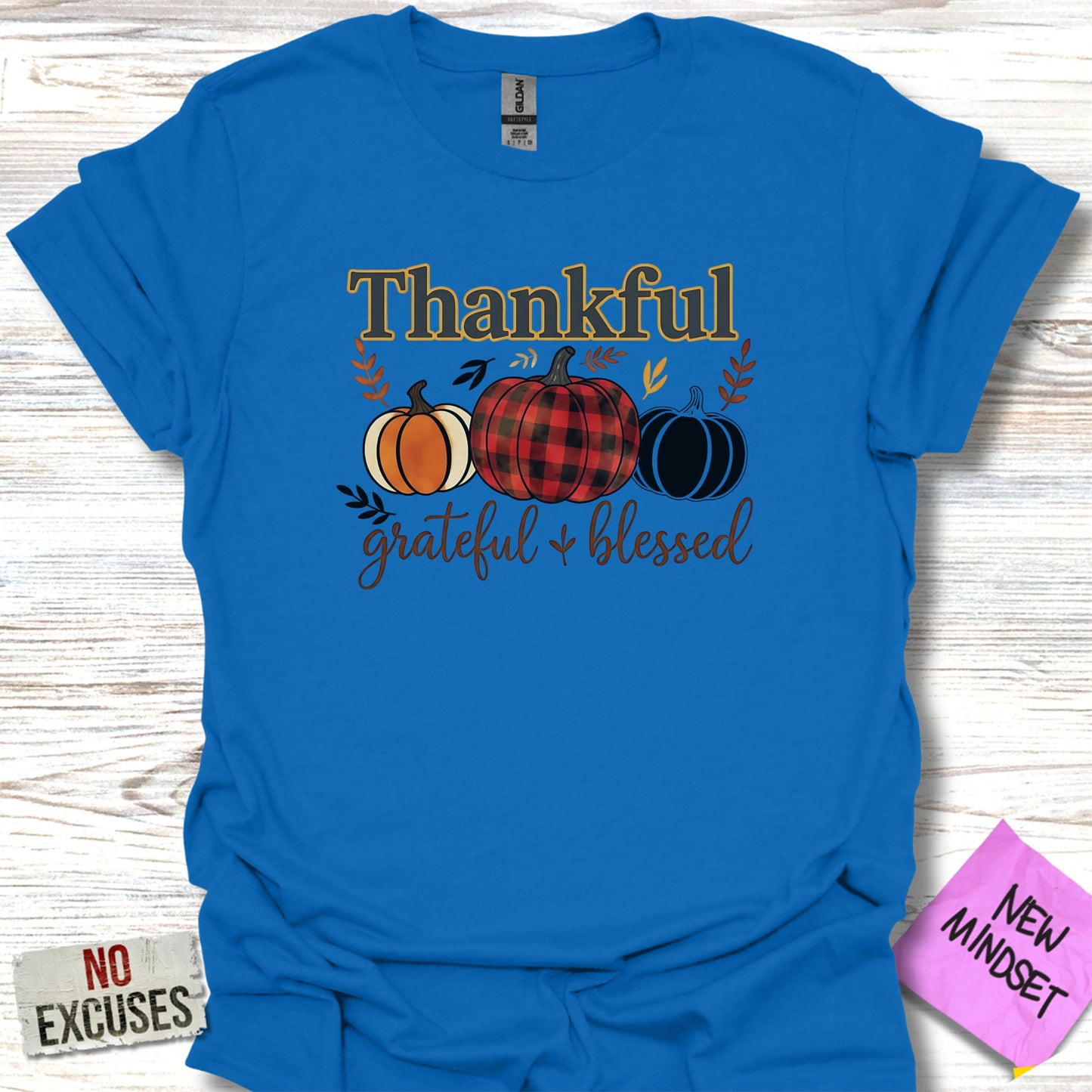 Thankful Grateful Blessed Fall Theme Graphic Shirt product