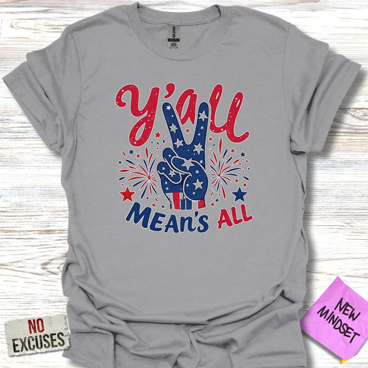 Y'all Means All Fireworks and Peace Sign Shirt product