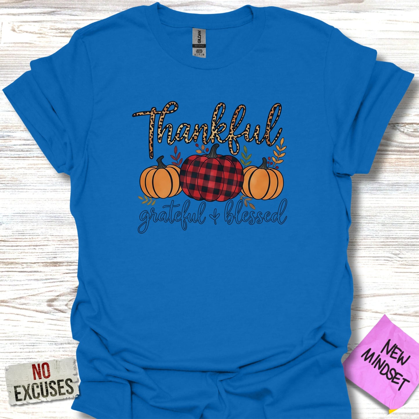 Thankful Grateful Blessed Fall Themed Graphic Shirt product
