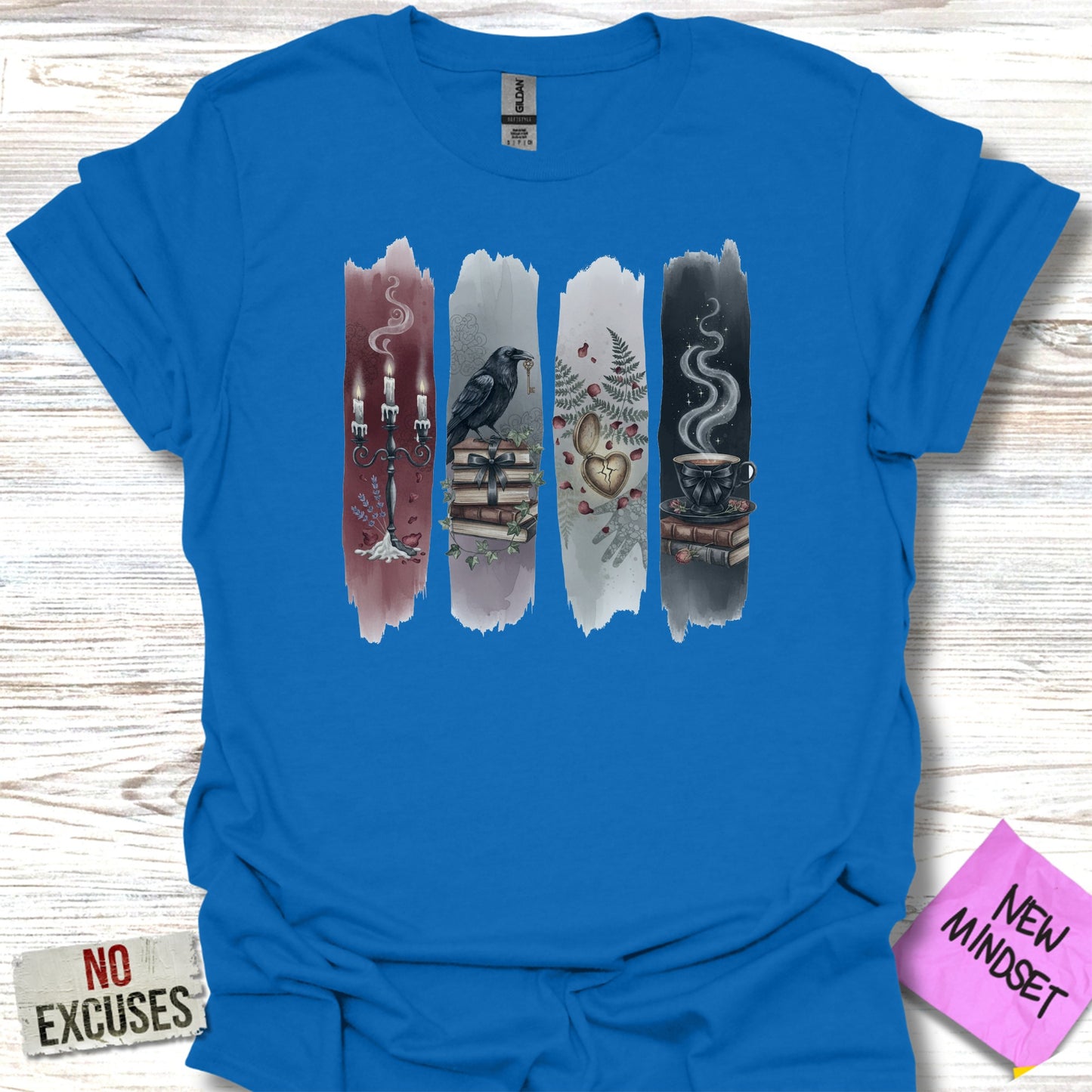 Unique Dark Raven and Book Print Graphic Tee product