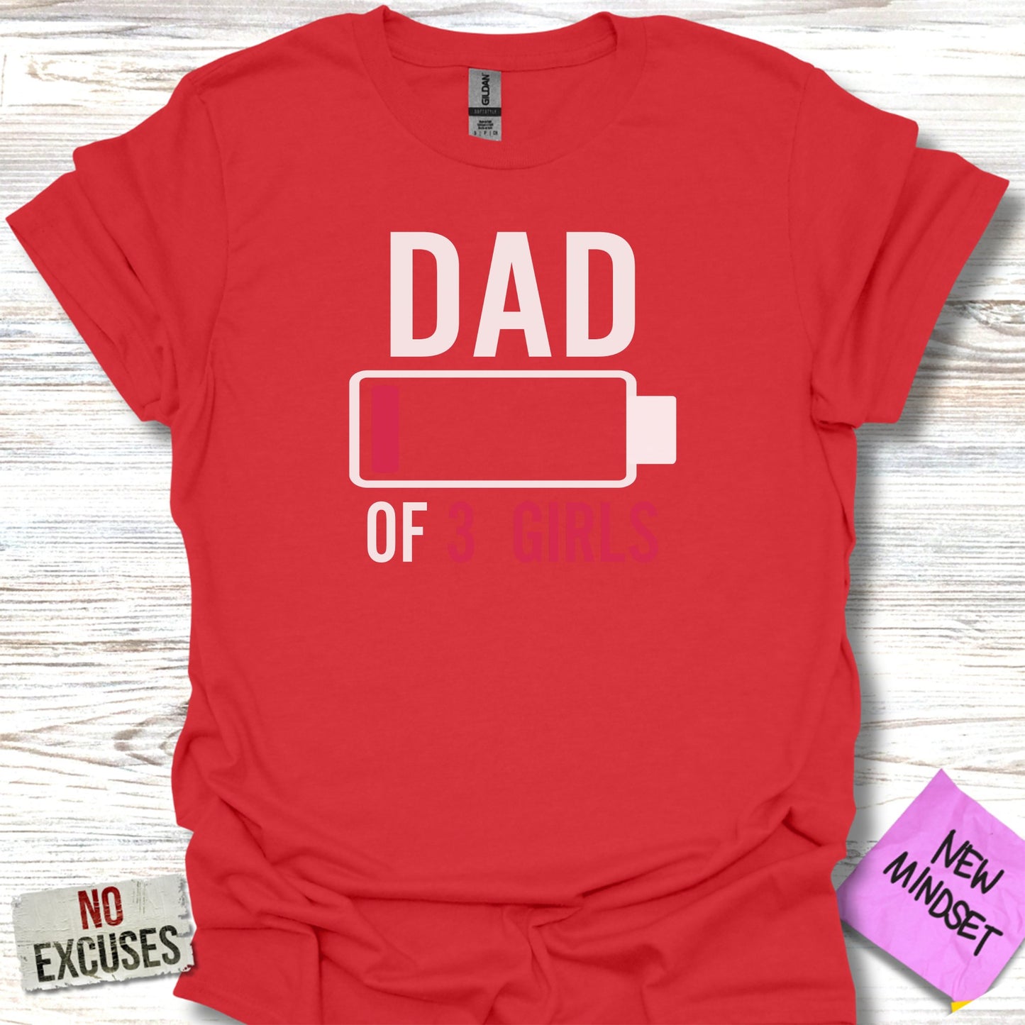Dad of 3 Girls Low Battery Graphic T-Shirt product type