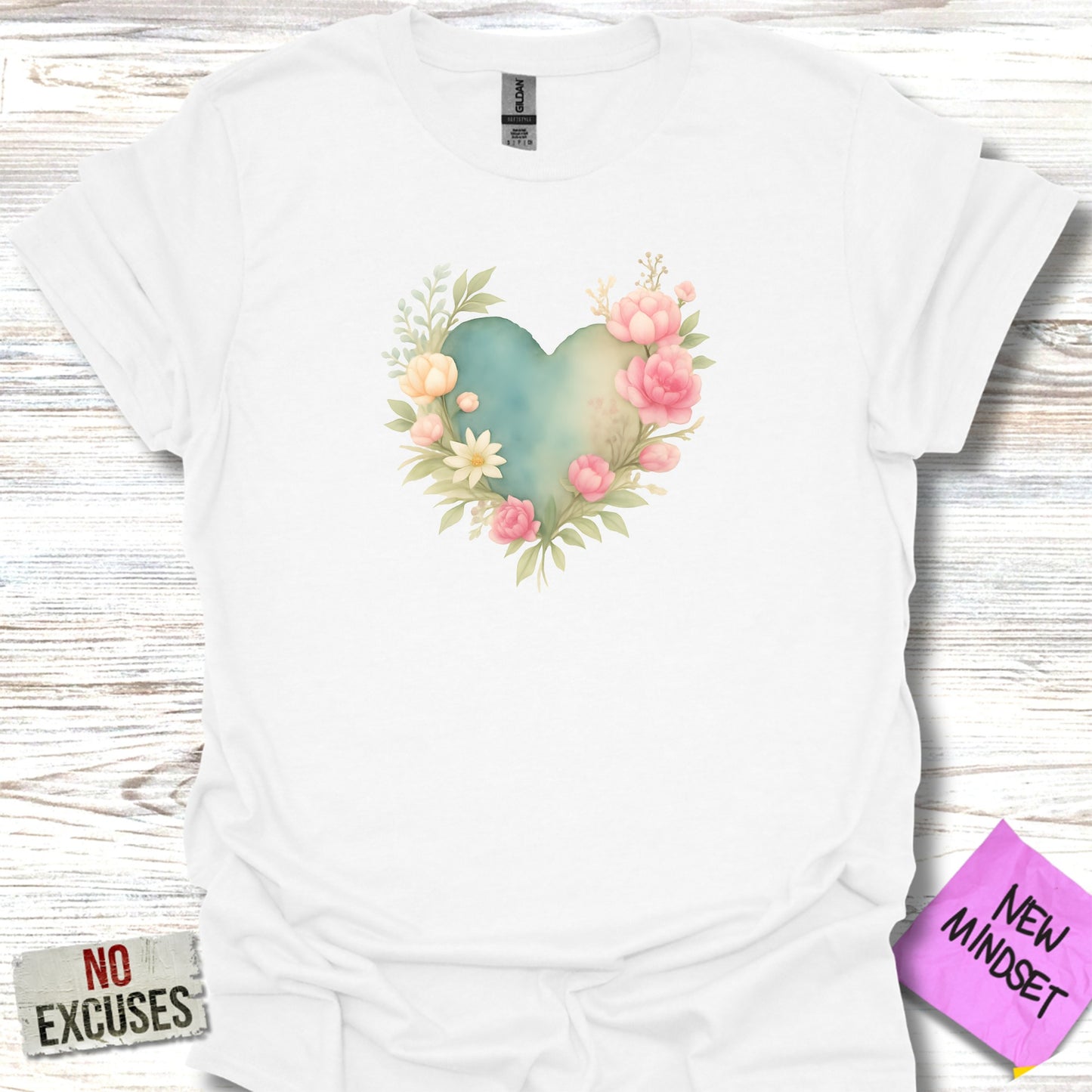 Heart Floral Graphic Design T-shirt Product