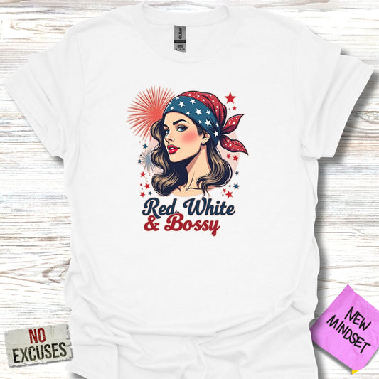 Red White and Bossy Graphic T-Shirt product