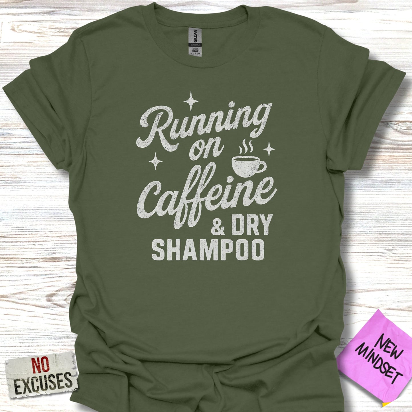Running on Caffeine and Dry Shampoo T-shirt product