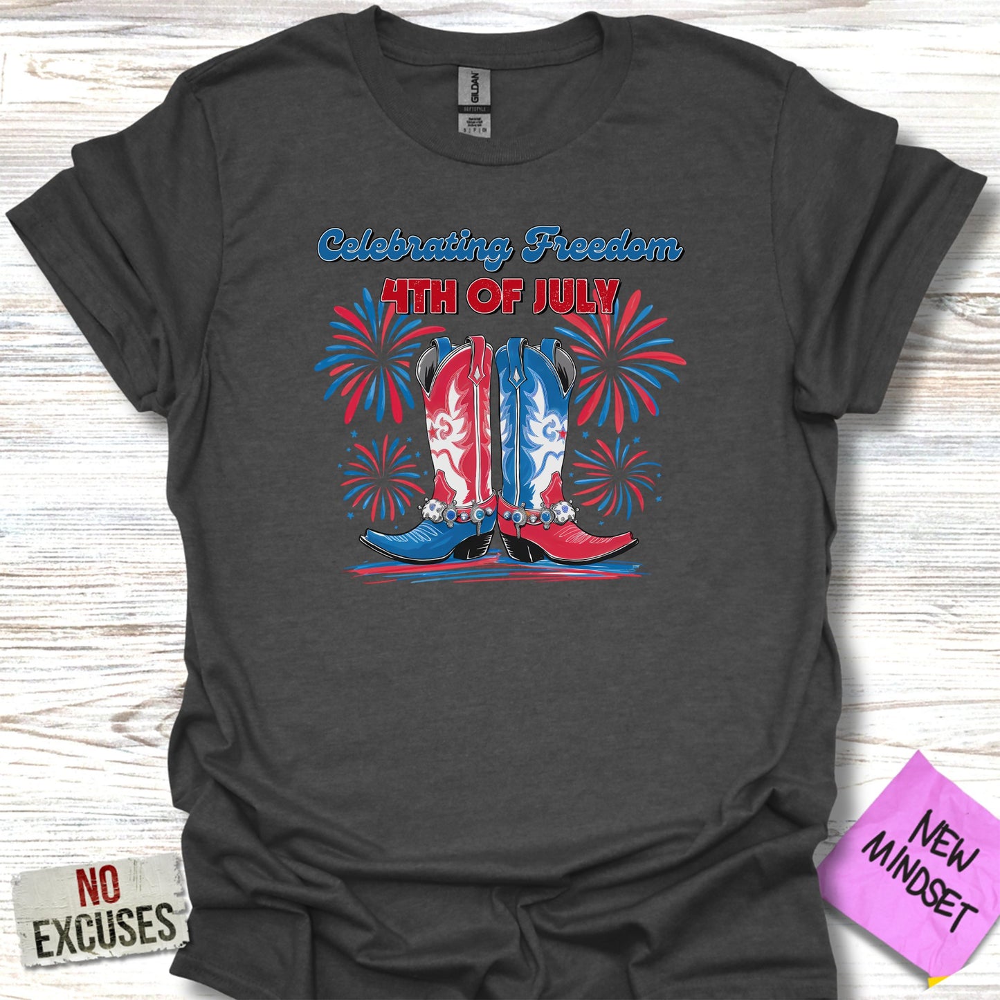 Celebrating Freedom 4th of July Boots Graphic Tee product