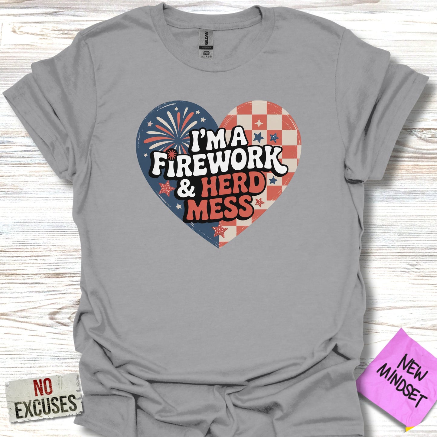 Festive I'm A Firework And Herd Mess Graphic Tee product type