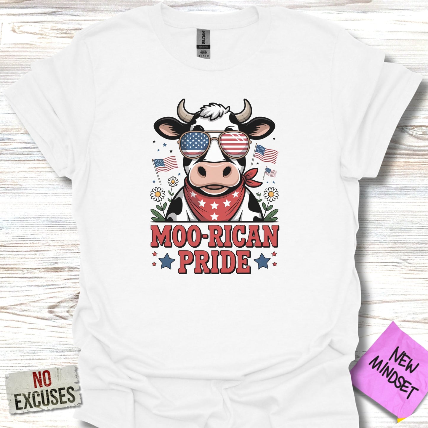 Moo-rican Pride Patriotic Cow Graphic T-Shirt product
