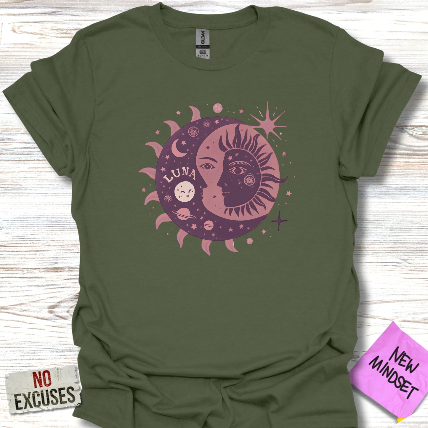 Luna Dark Green Sun Moon Graphic Tee product