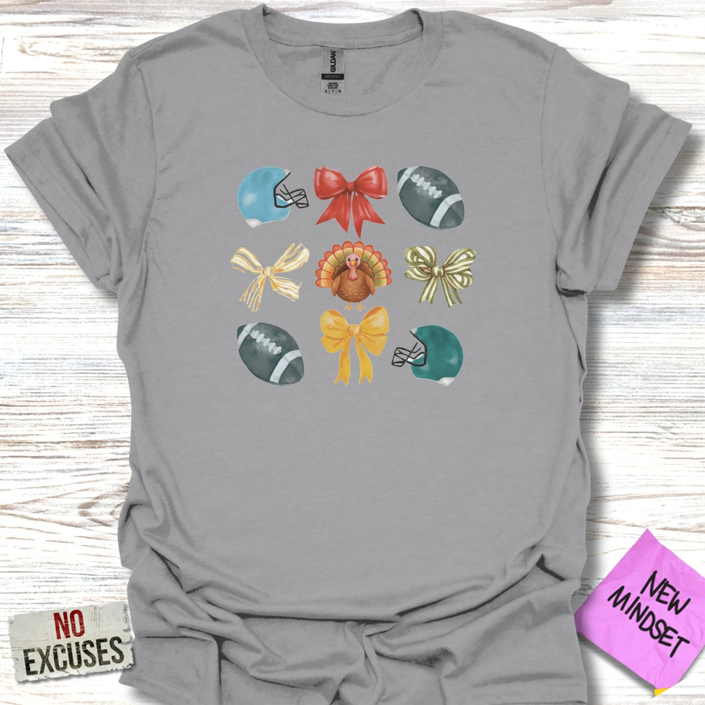 Thanksgiving Football Helmets and Bows T-Shirt product