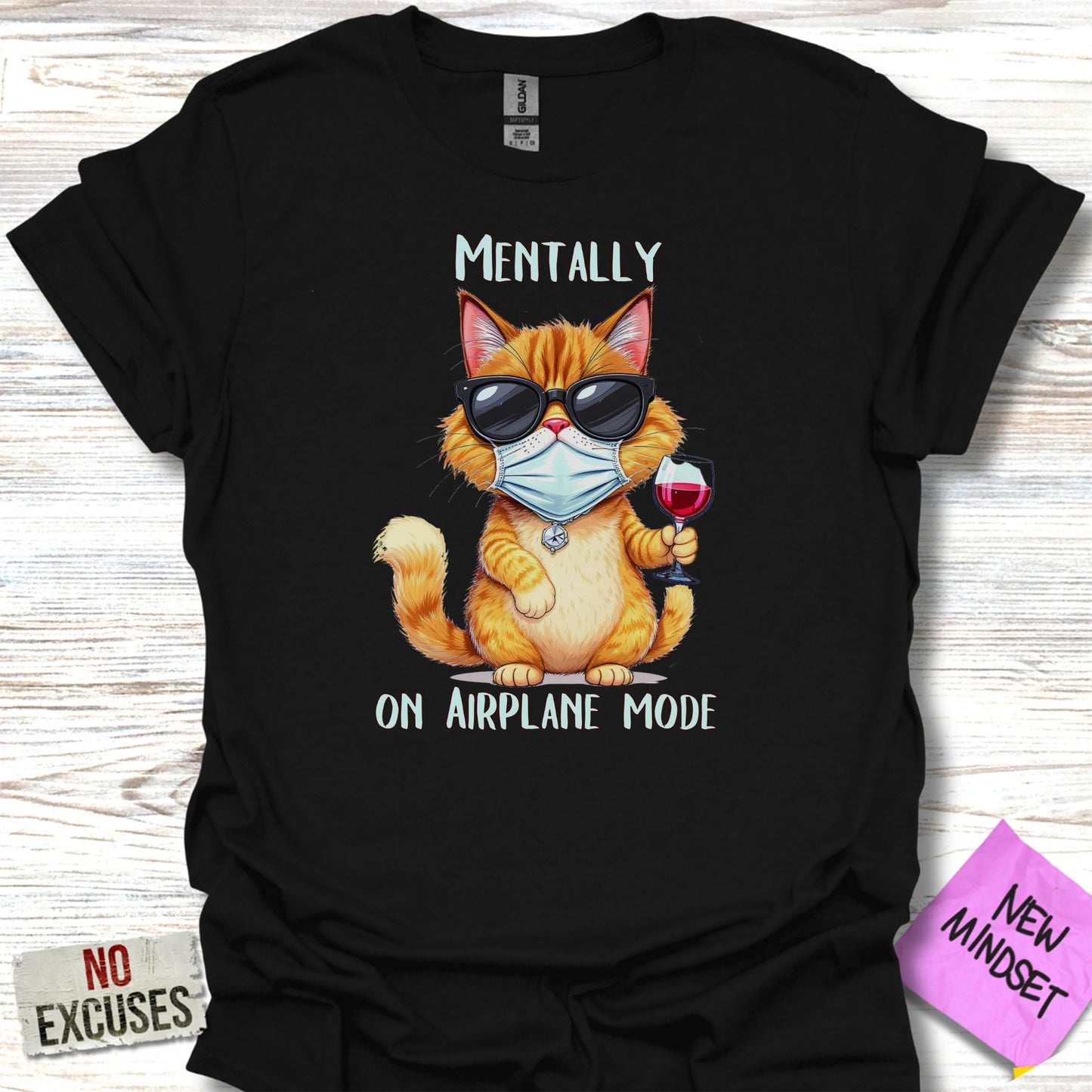 Mentally on Airplane Mode Cat T-Shirt product type