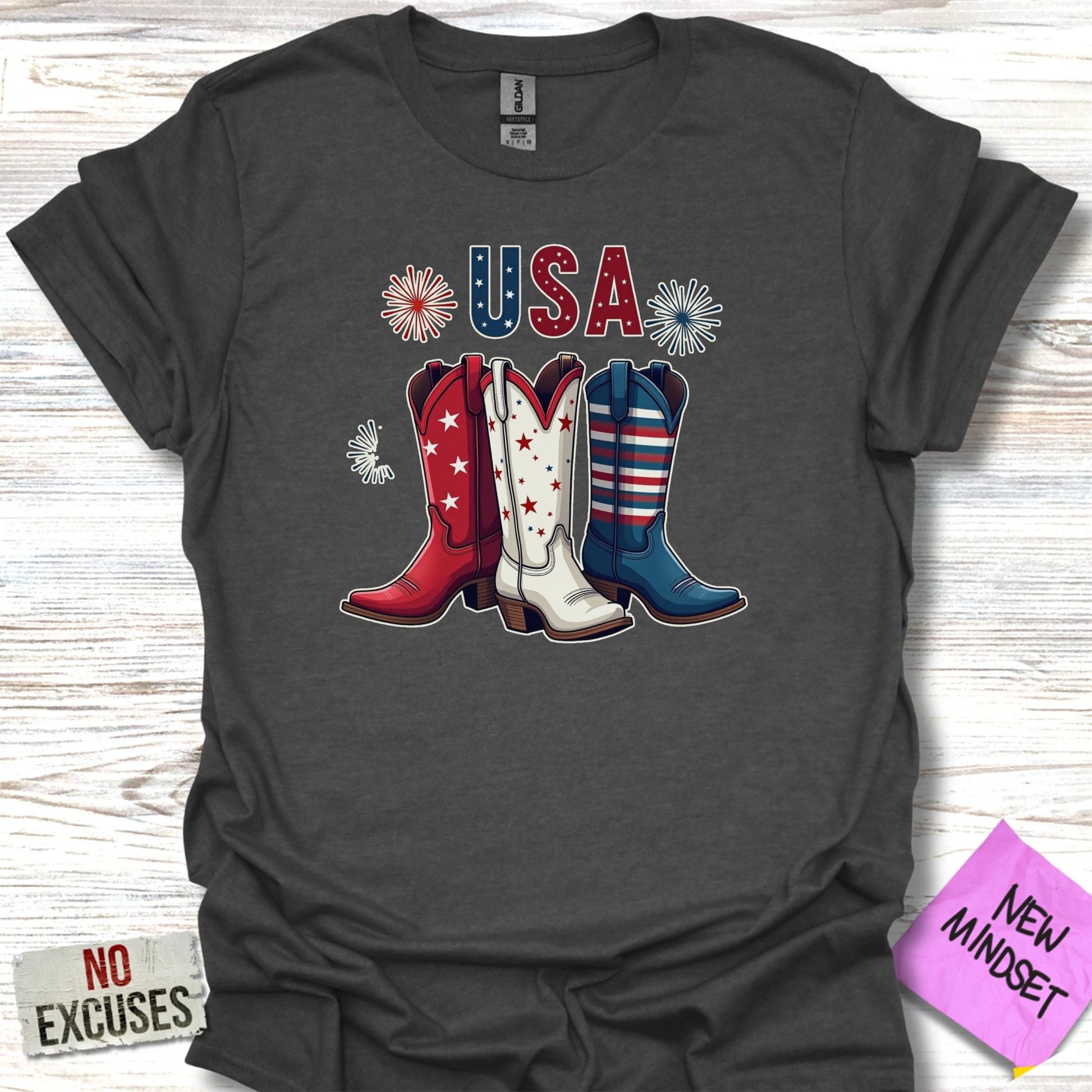 Patriotic USA Cowboy Boots Graphic Tee Shirt product