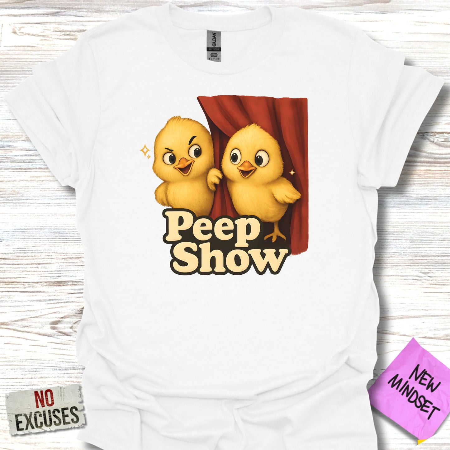 Adorable Chick Peep Show Graphic Novelty T-shirt Product