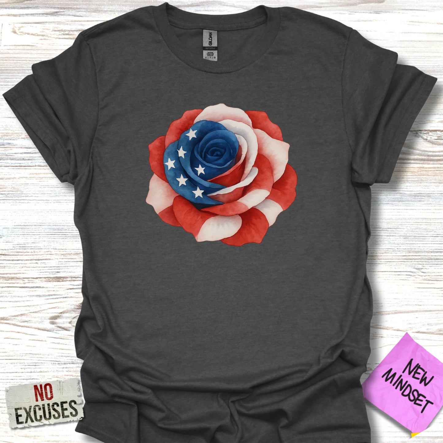 American Flag Rose Design Graphic T-Shirt product