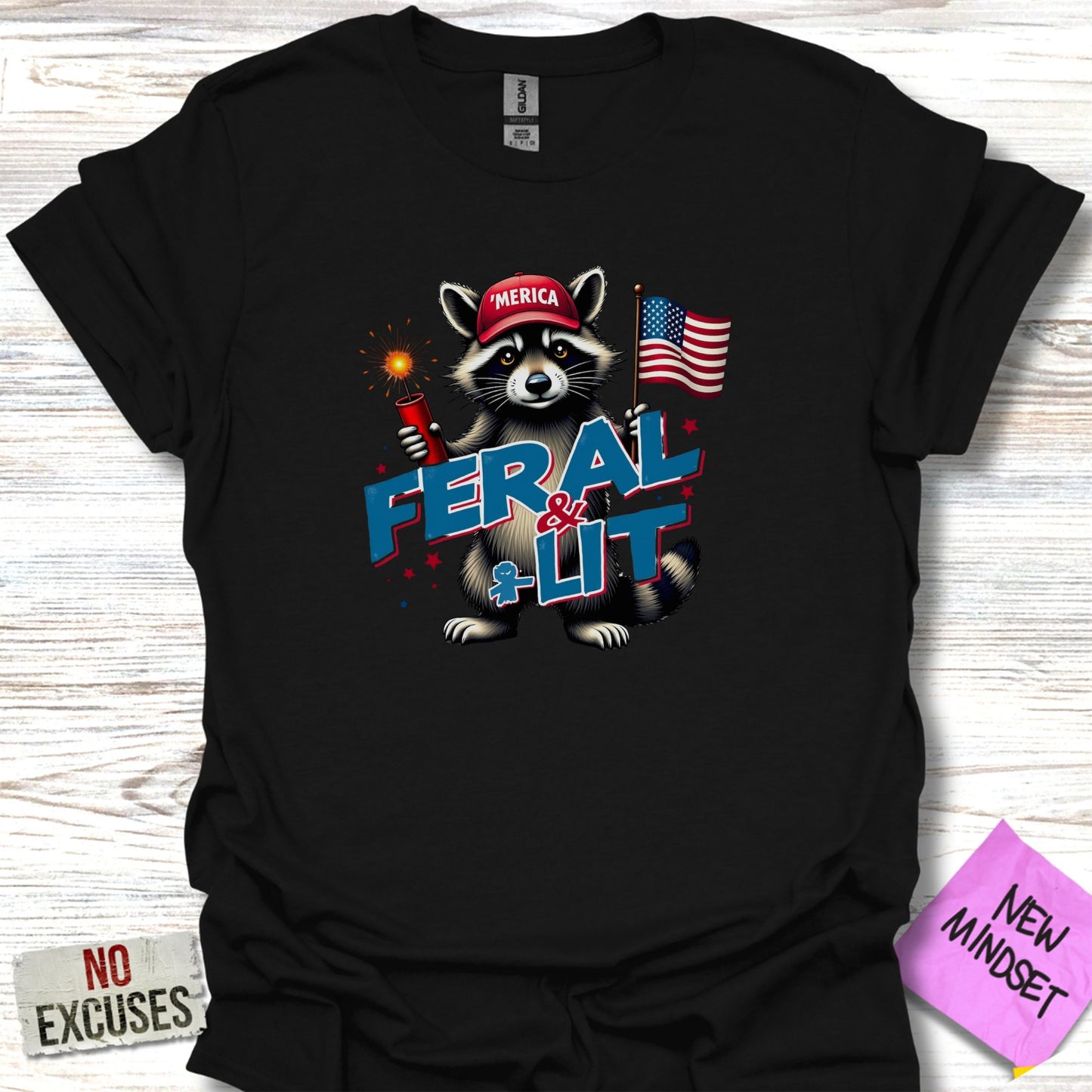Patriotic Raccoon Feral and Lit Graphic Tee product