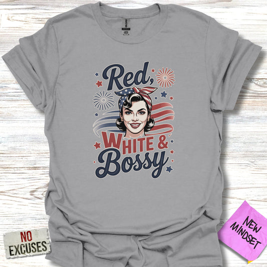 Red White and Bossy Graphic T-Shirt product