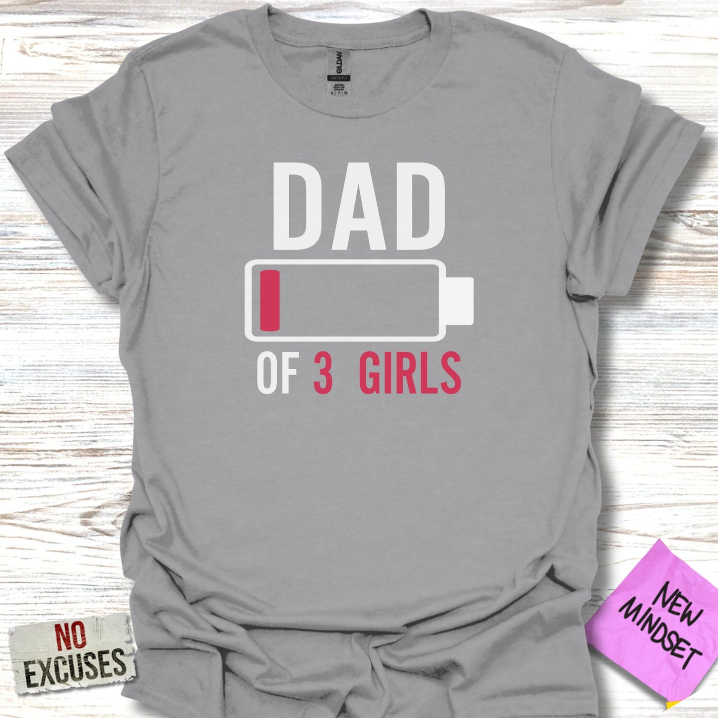 Dad of 3 Girls Battery Theme Graphic Tee product