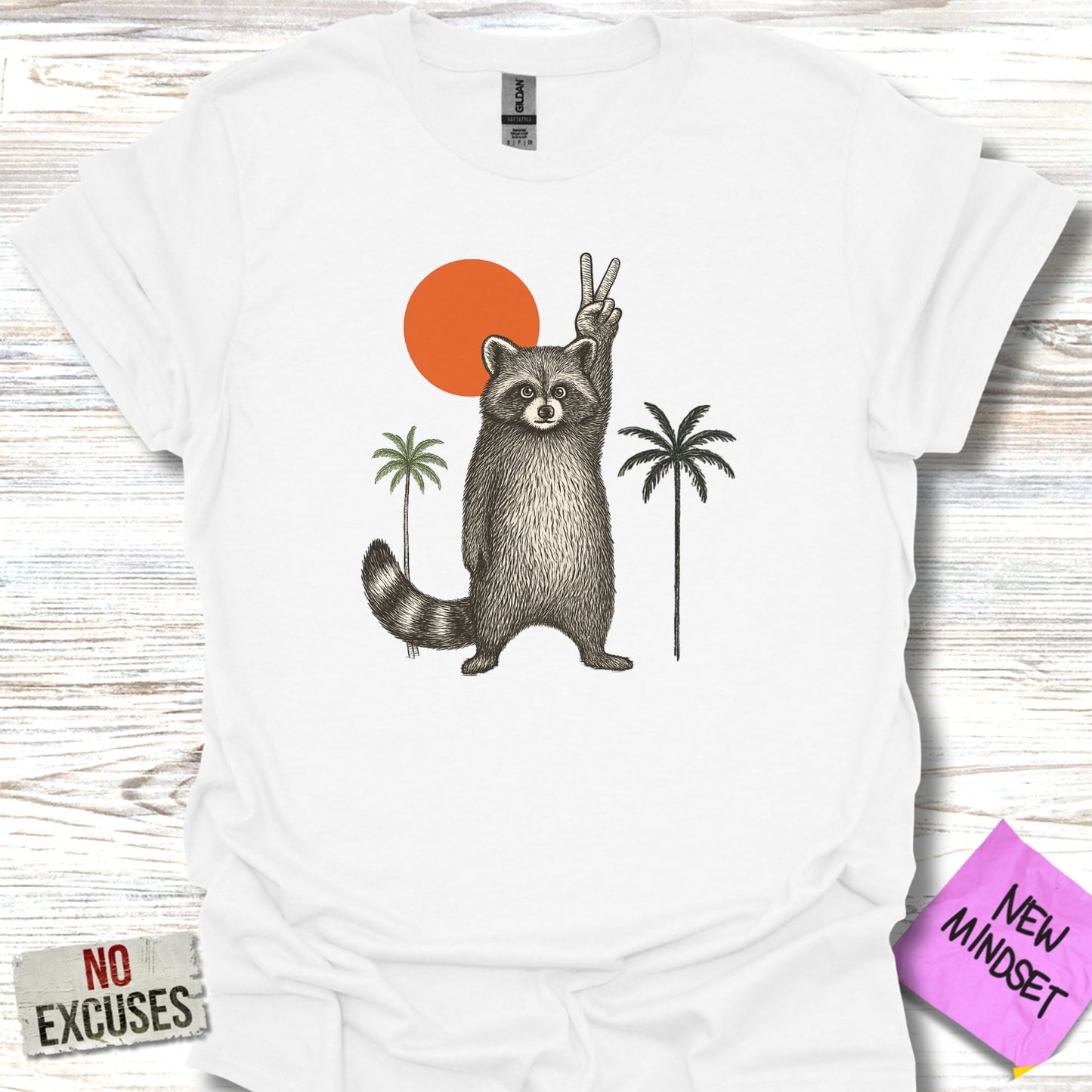 Cute Raccoon Peace Sign Graphic T-Shirt product type