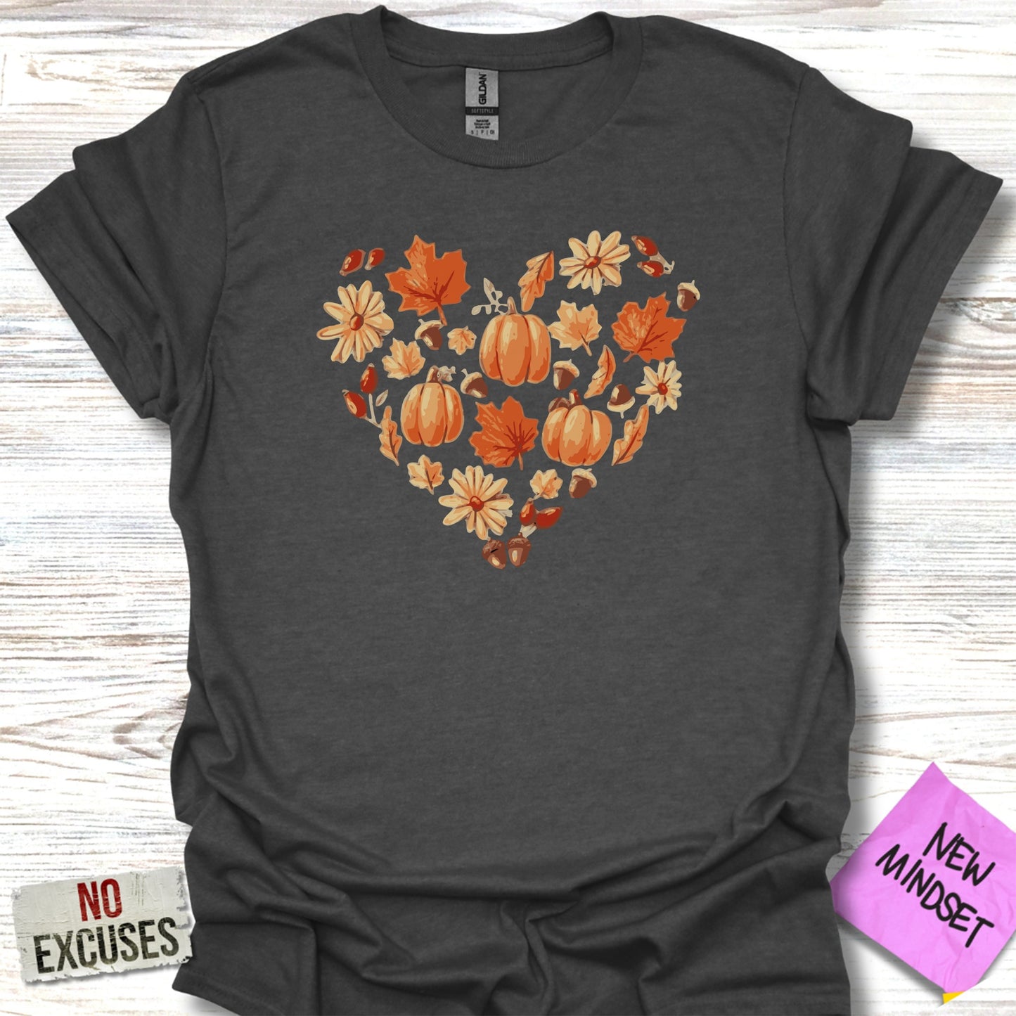Heart Shape Autumn Theme Pumpkin Flower Print product