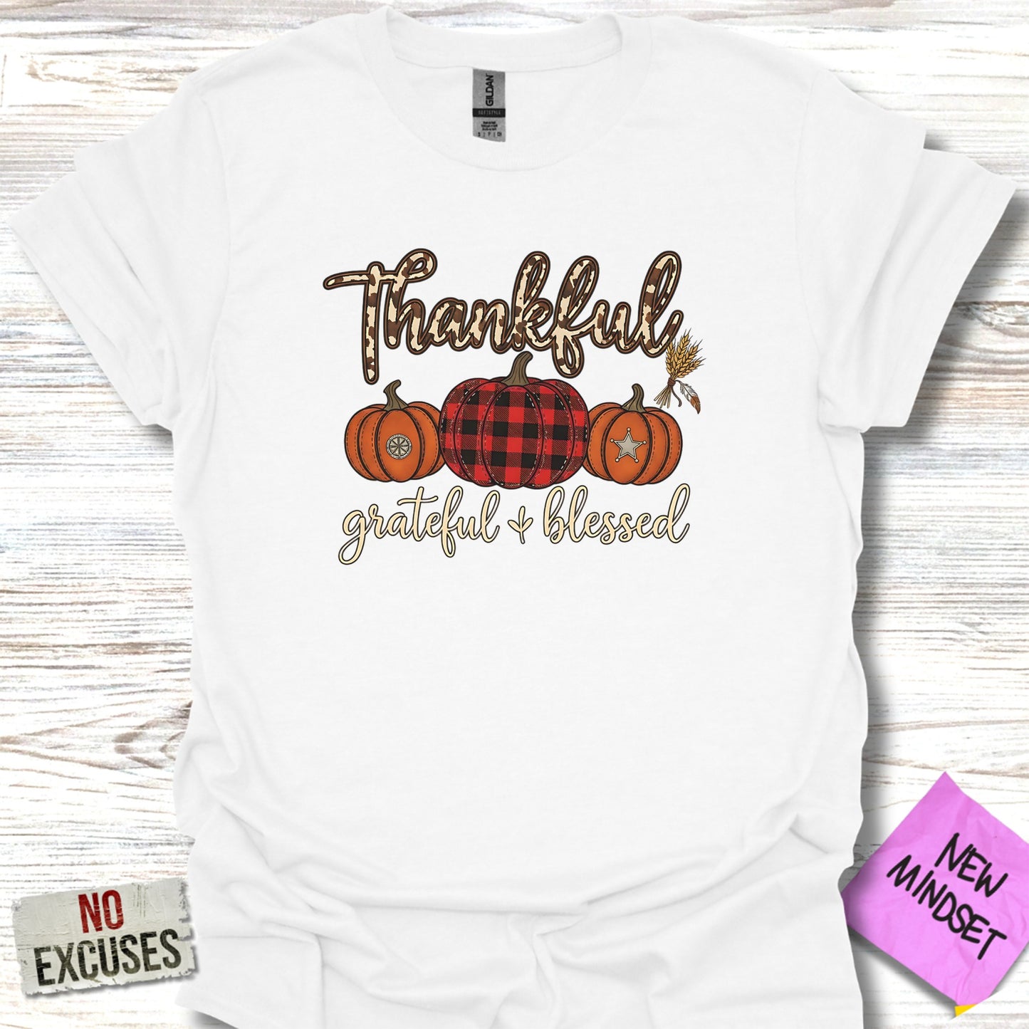 Thankful Grateful Blessed Pumpkin Themed T-Shirt product