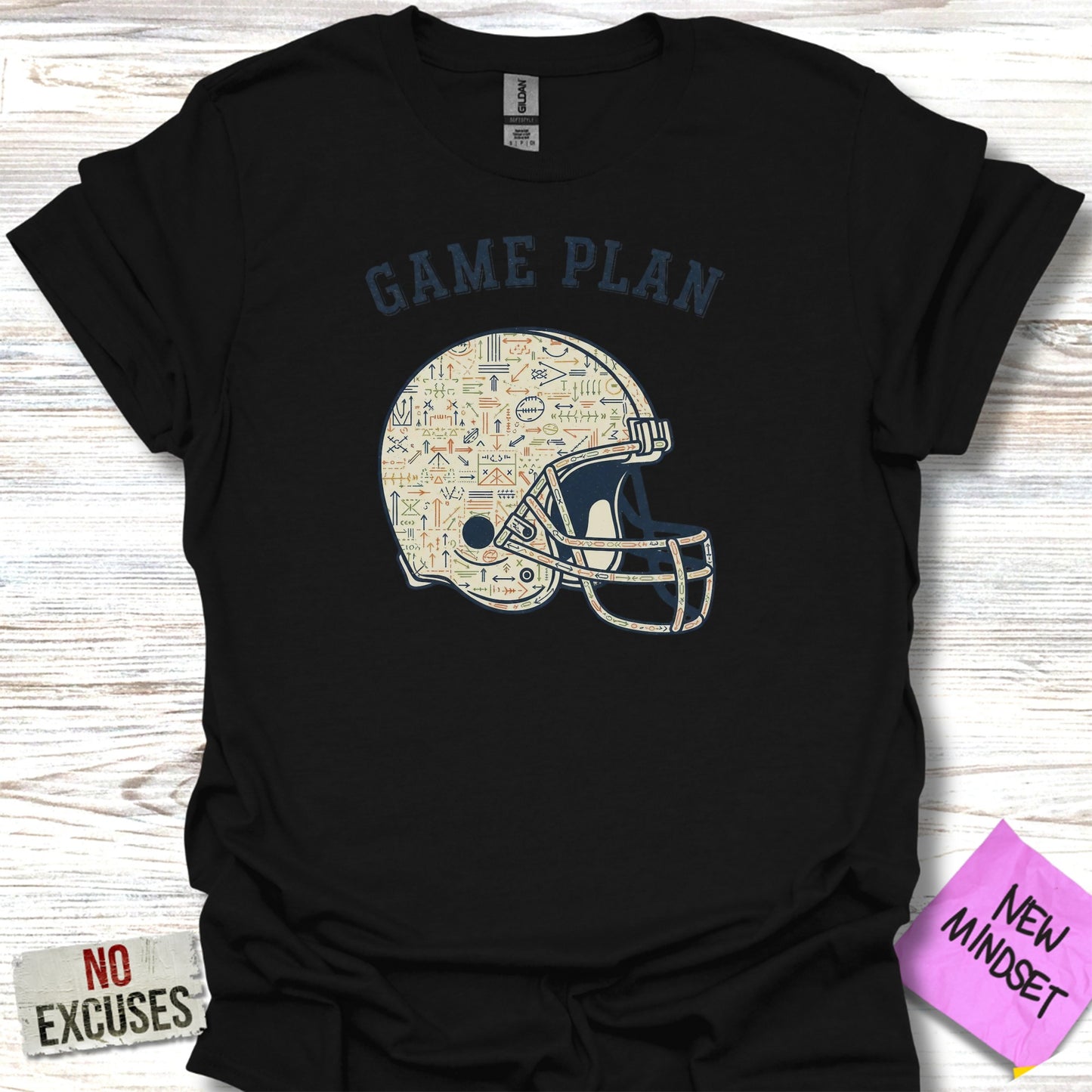 Game Plan Helmet Design Graphic Black T-Shirt product