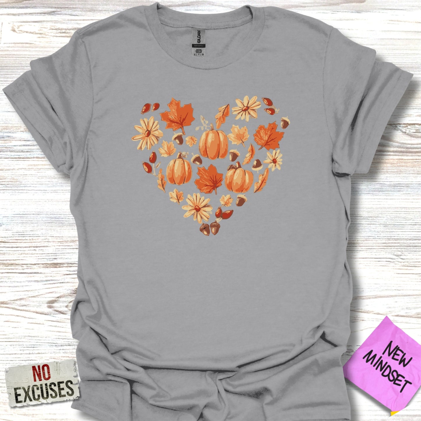 Heart Shape Pumpkins and Leaves Design Shirt product
