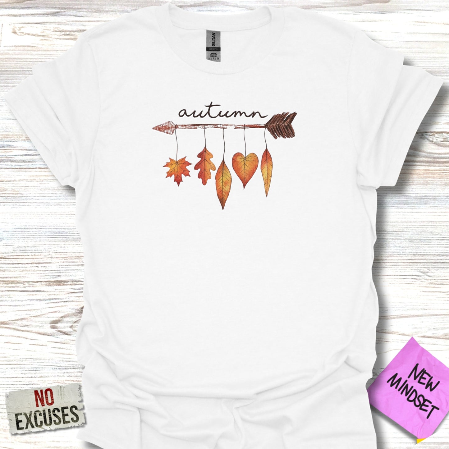 Autumn Arrow Leaf Design White Shirt product