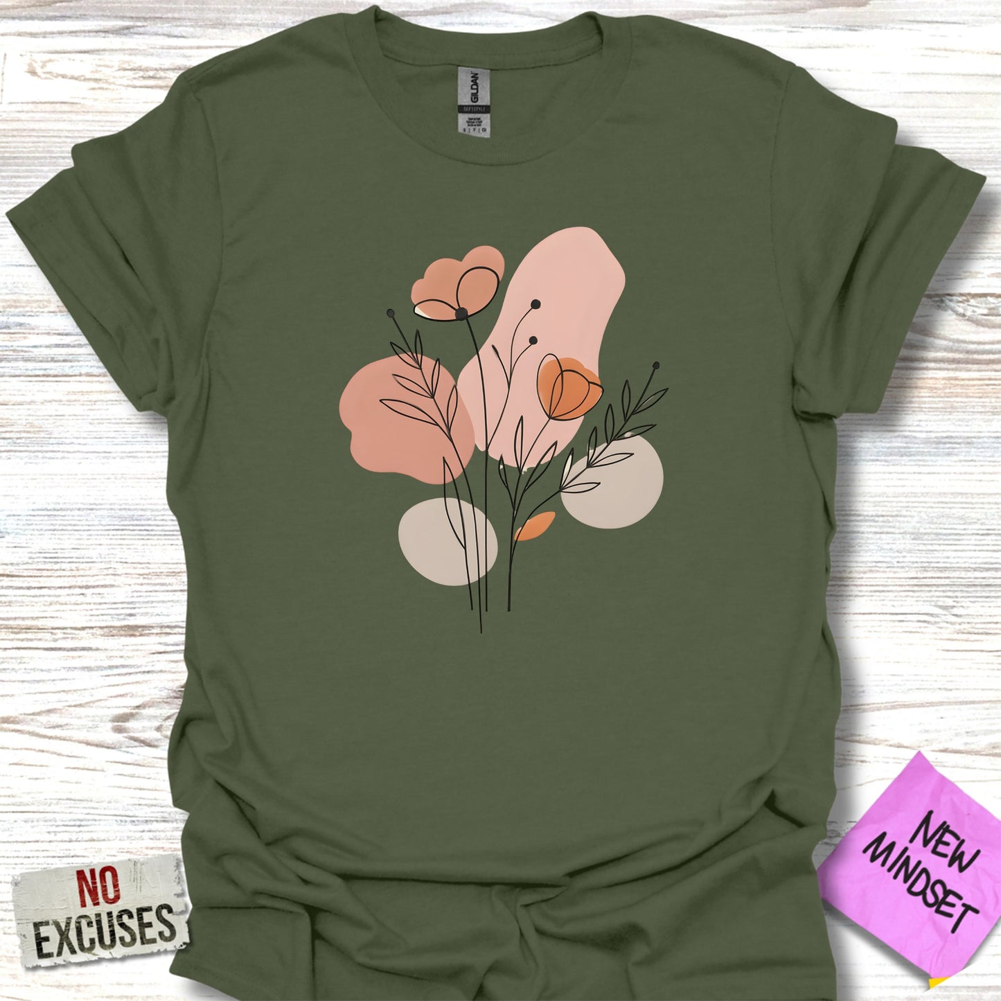 Abstract Floral Design Green T-shirt product