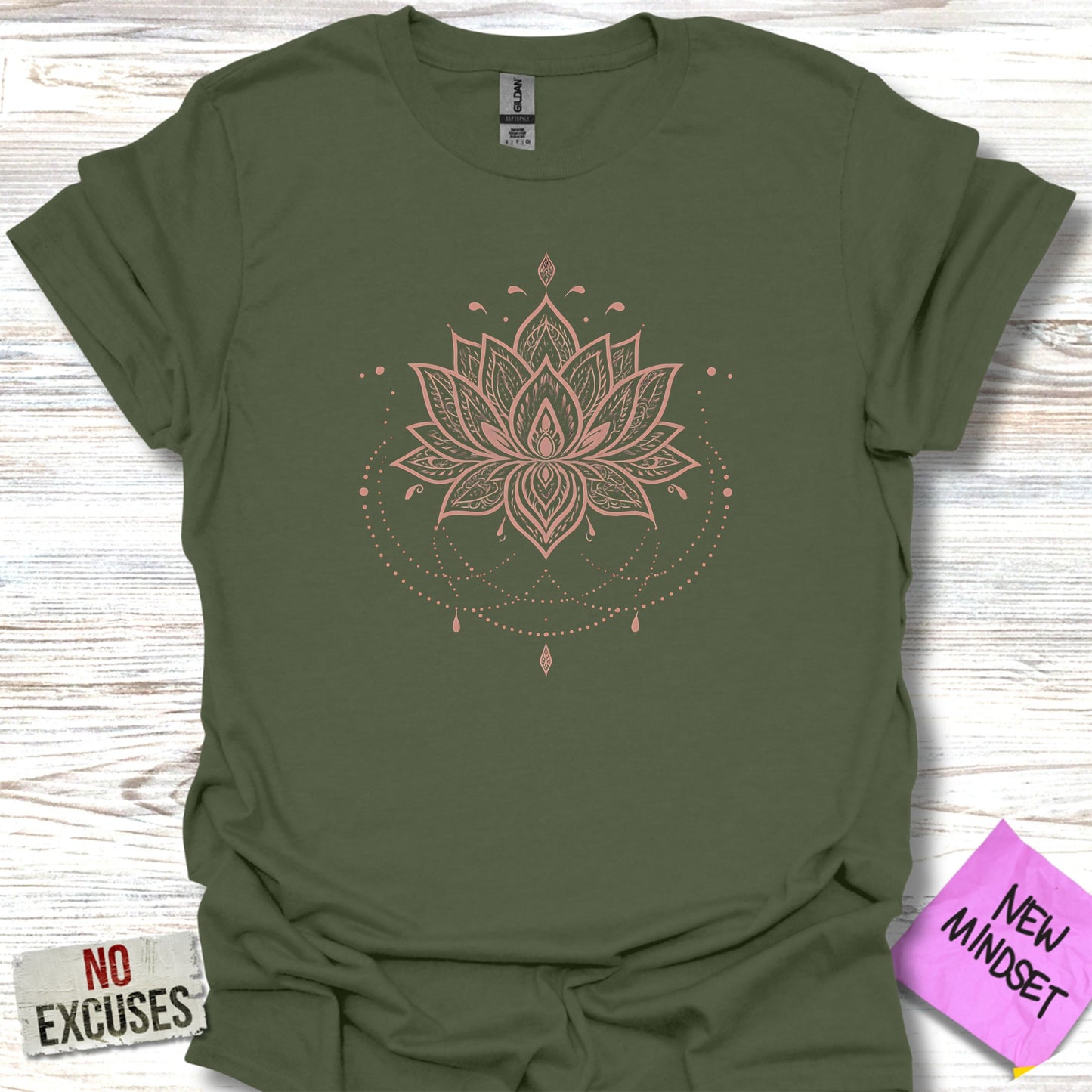 Intricate Mandala Graphic Tee New Mindset No Excuses product