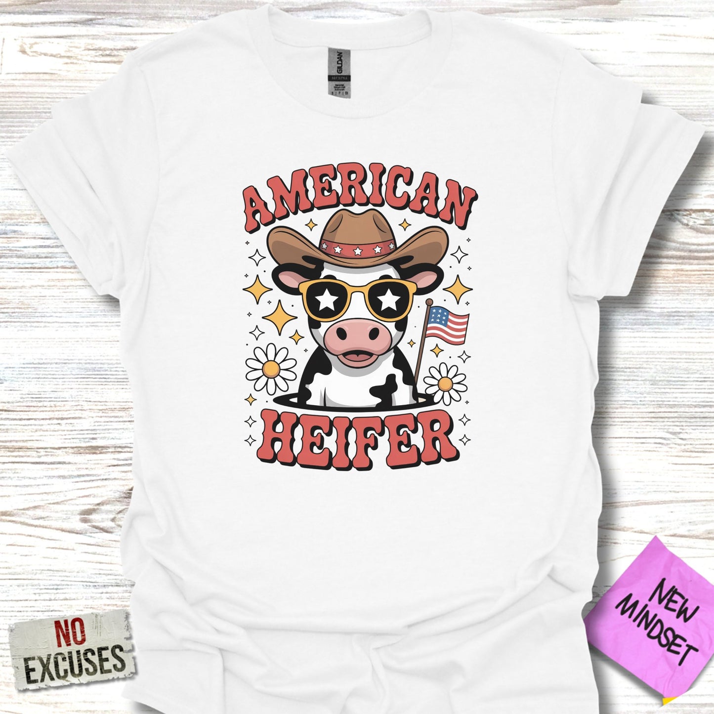 American Heifer Graphic Tee with Cow Design product