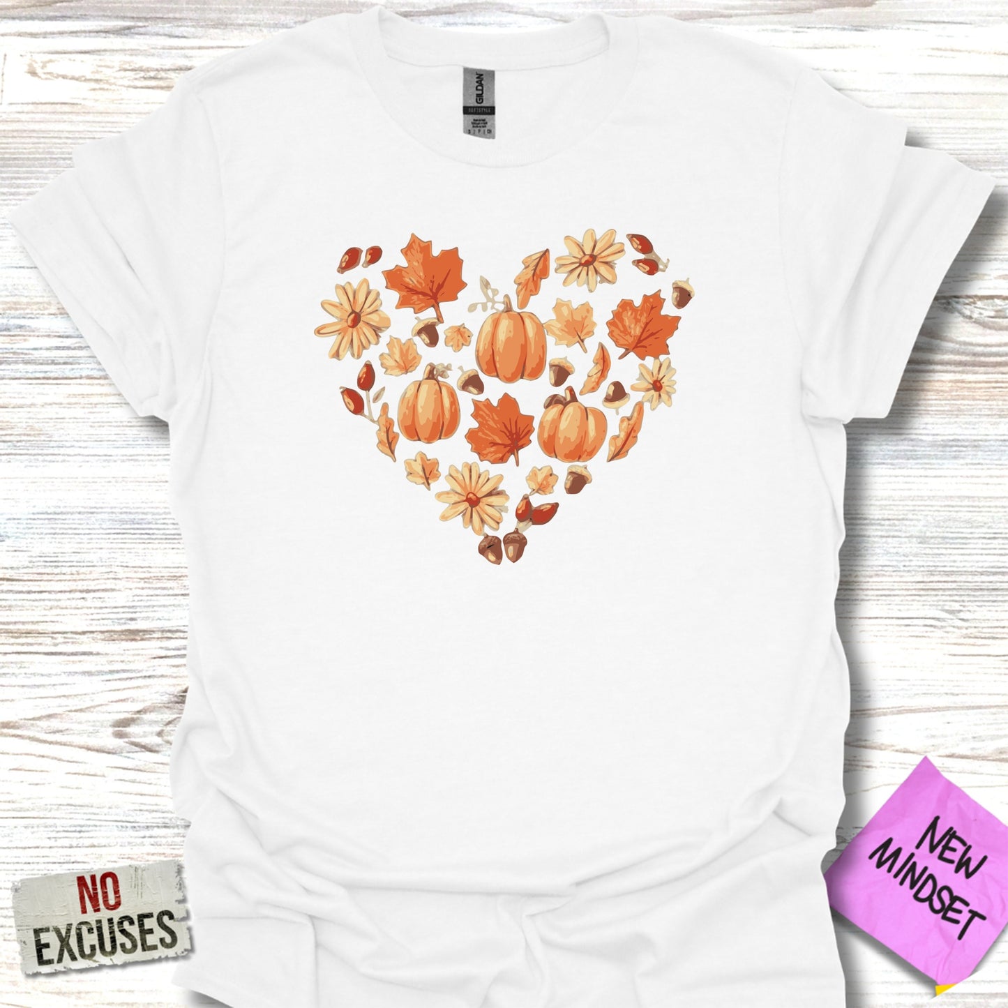 Heart Shaped Floral Autumn Pumpkins Graphic Tee product