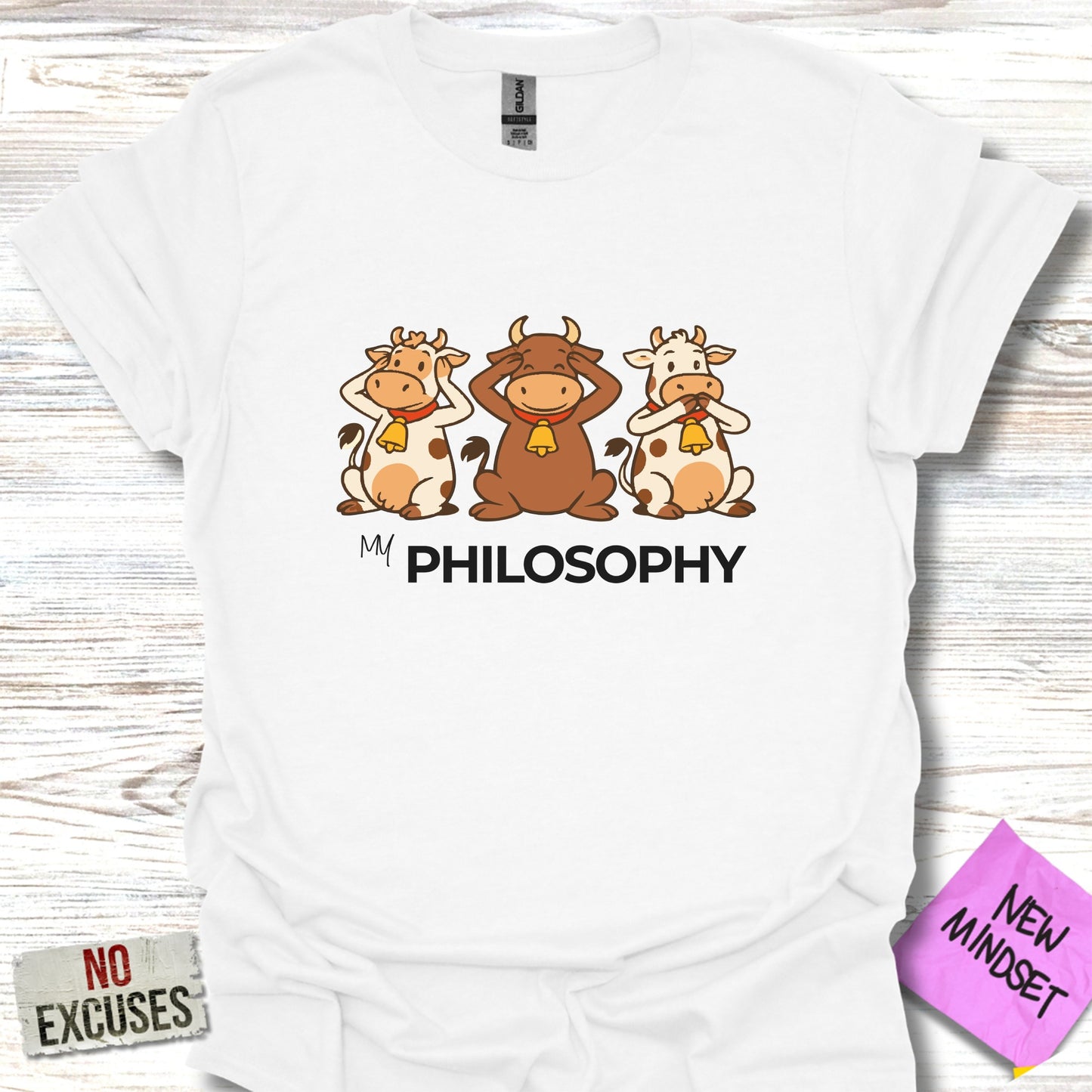 Cute Cartoon Cows with Philosophy Text T-shirt product
