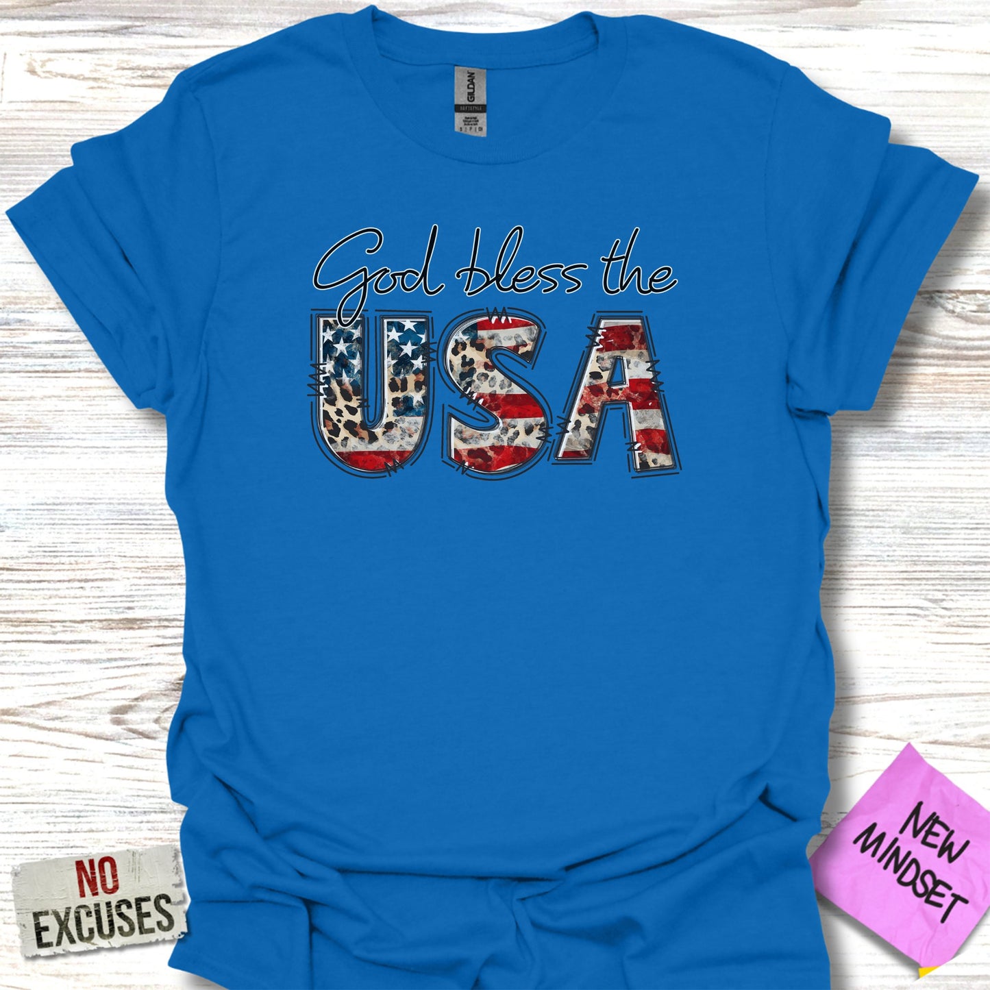 God Bless the USA Graphic Blue T-Shirt product type