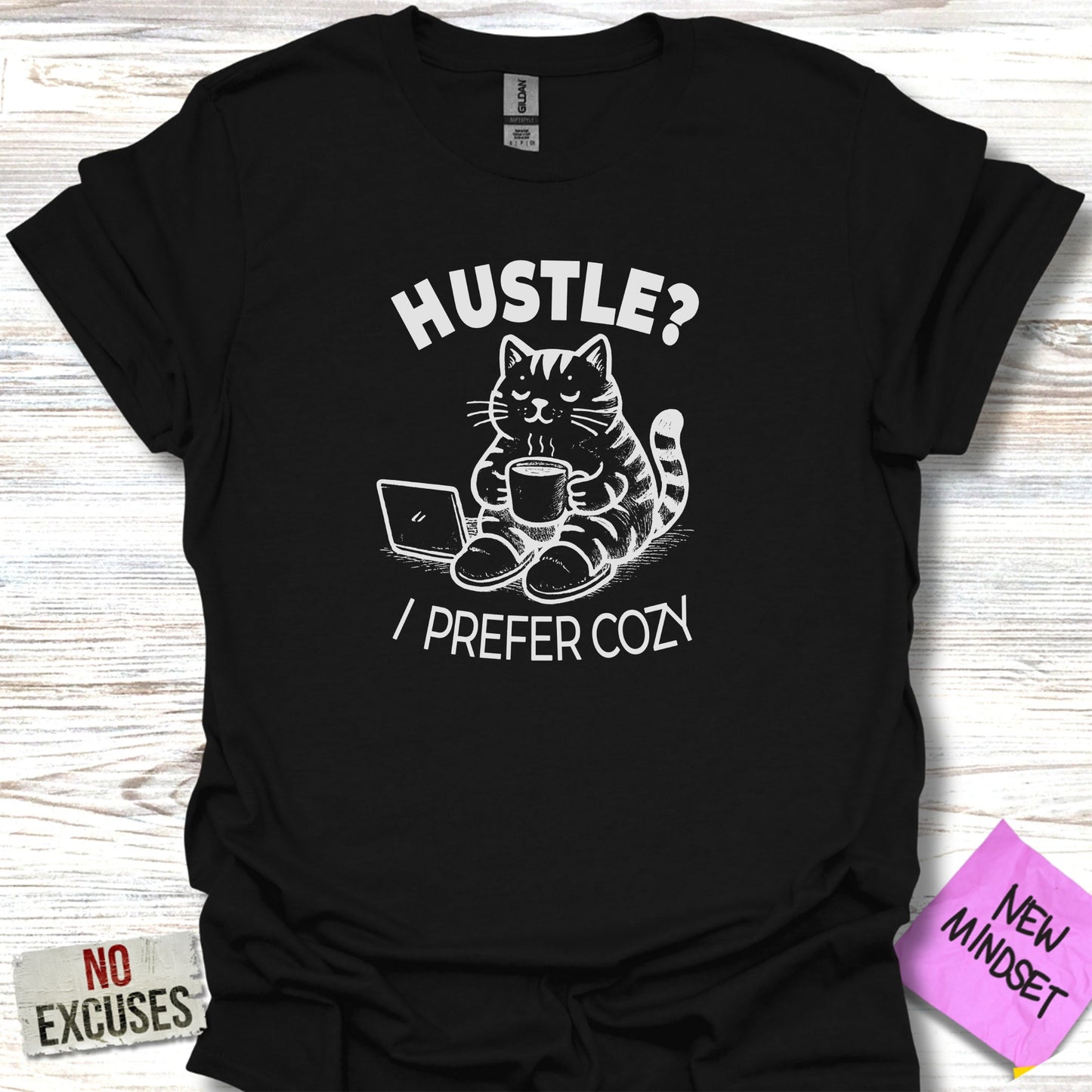 Hustle I Prefer Cozy Cat Graphic T-Shirt product