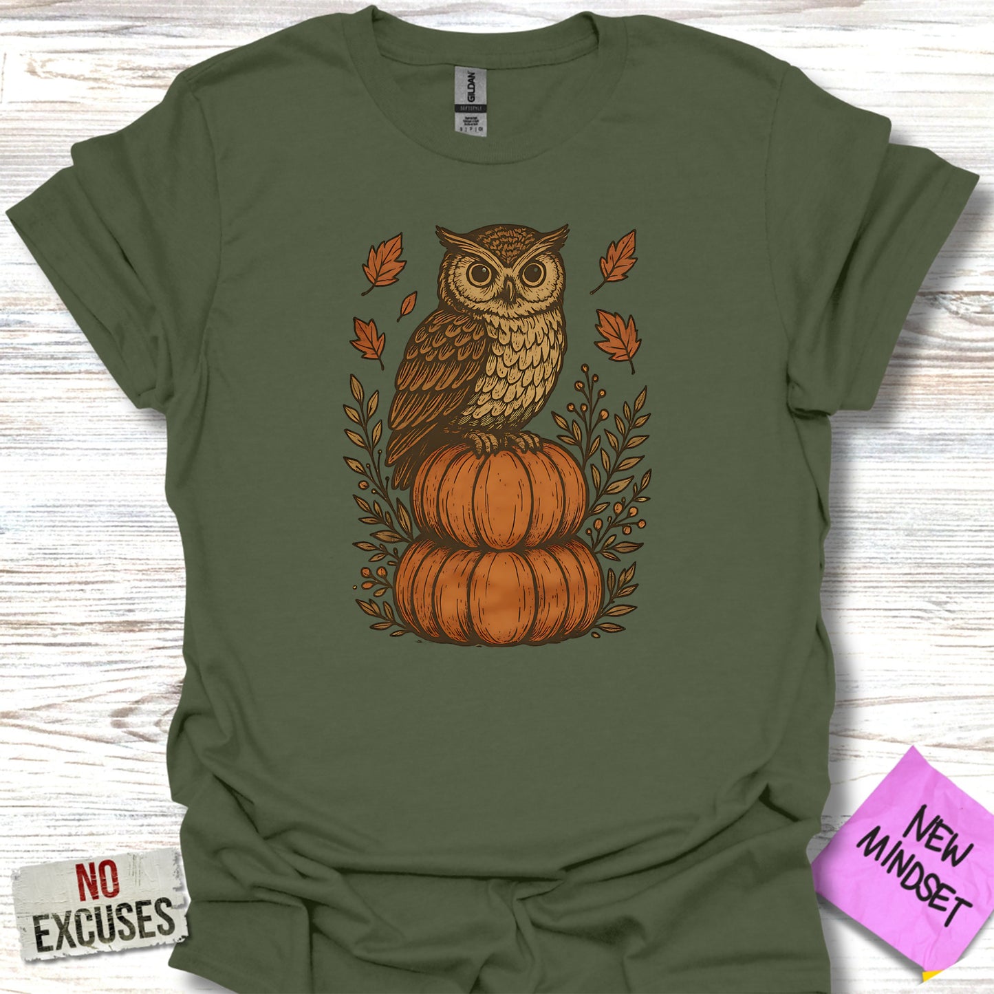 Fall Owl Pumpkin Illustration Graphic Tee product