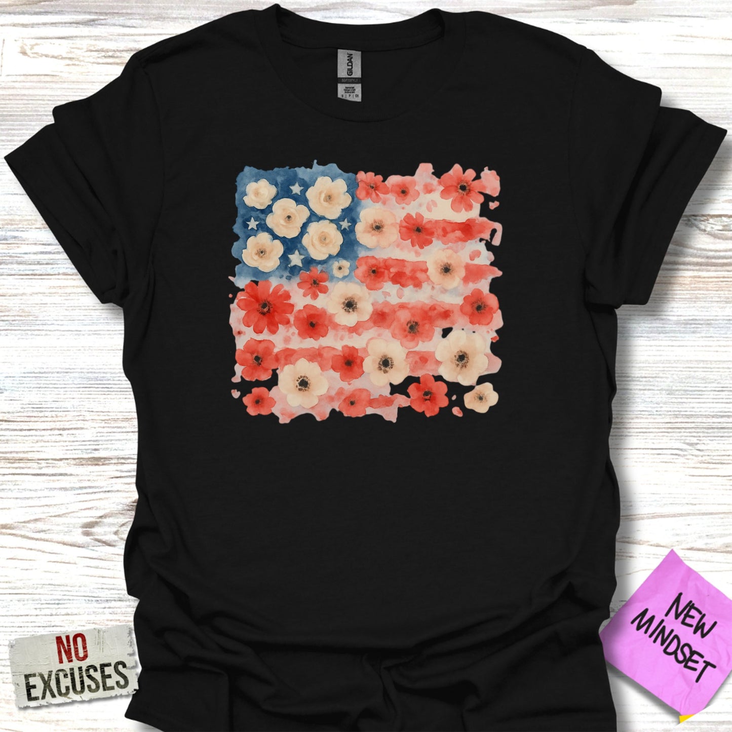 American Flag Floral Design Short Sleeve Shirt product