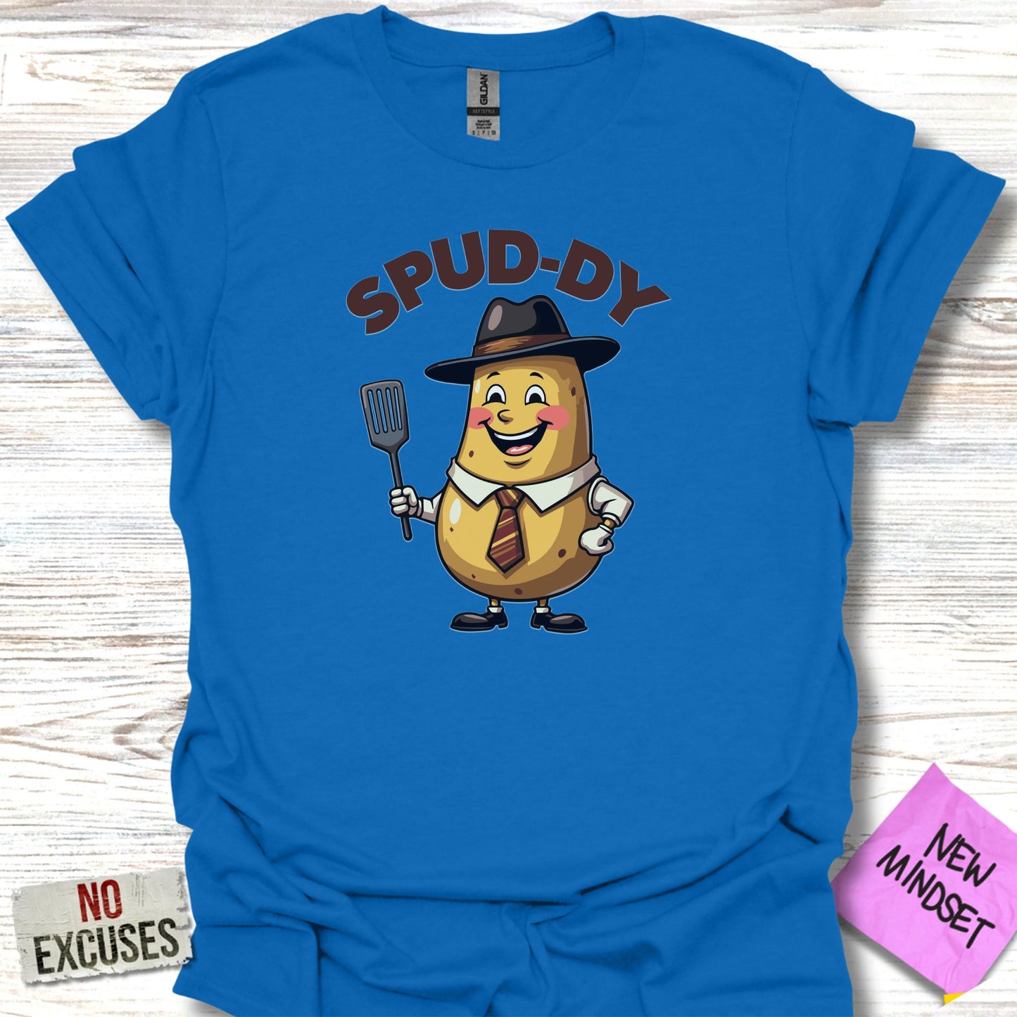 Spud-Dy Cute Potato Graphic Blue Unisex T-shirt product type