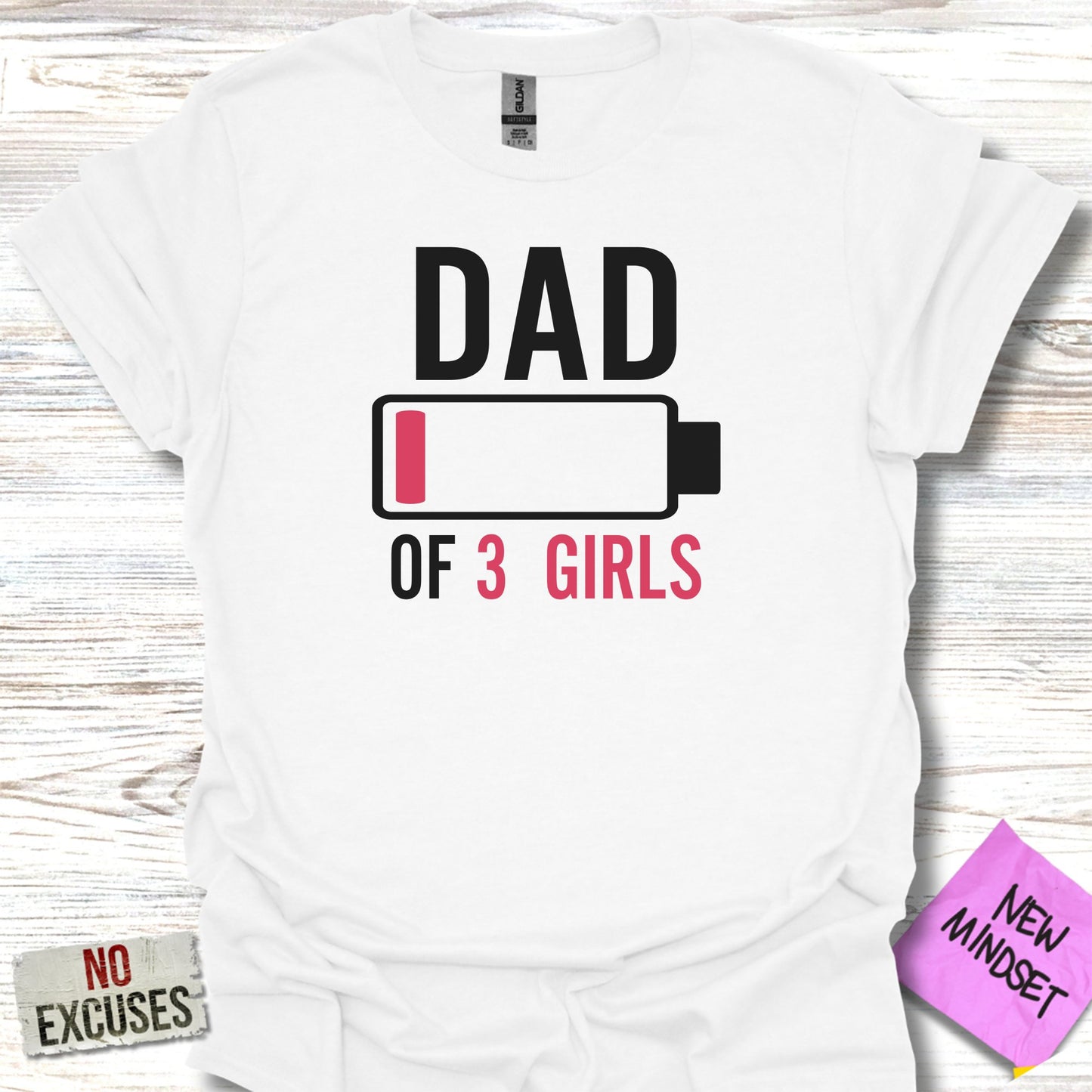 Dad of 3 Girls Battery Graphic Shirt product