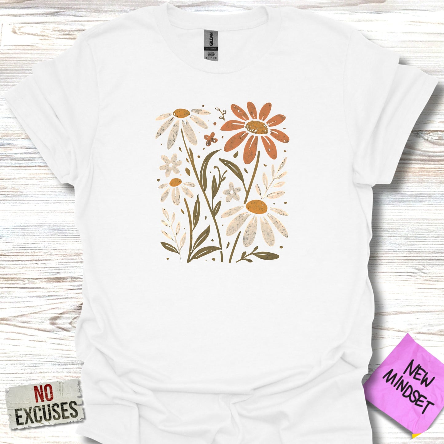 Beautifully Illustrated Daisy Floral Design T-Shirt product
