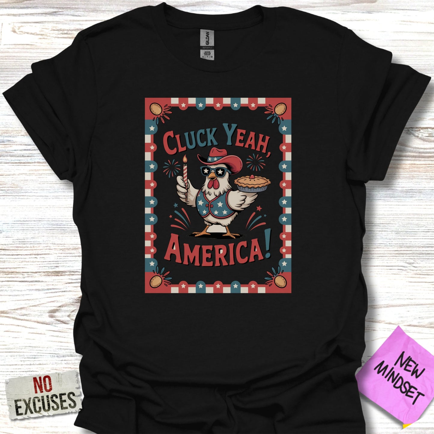 Cluck Yeah America Funny Rooster Graphic T-shirt product type