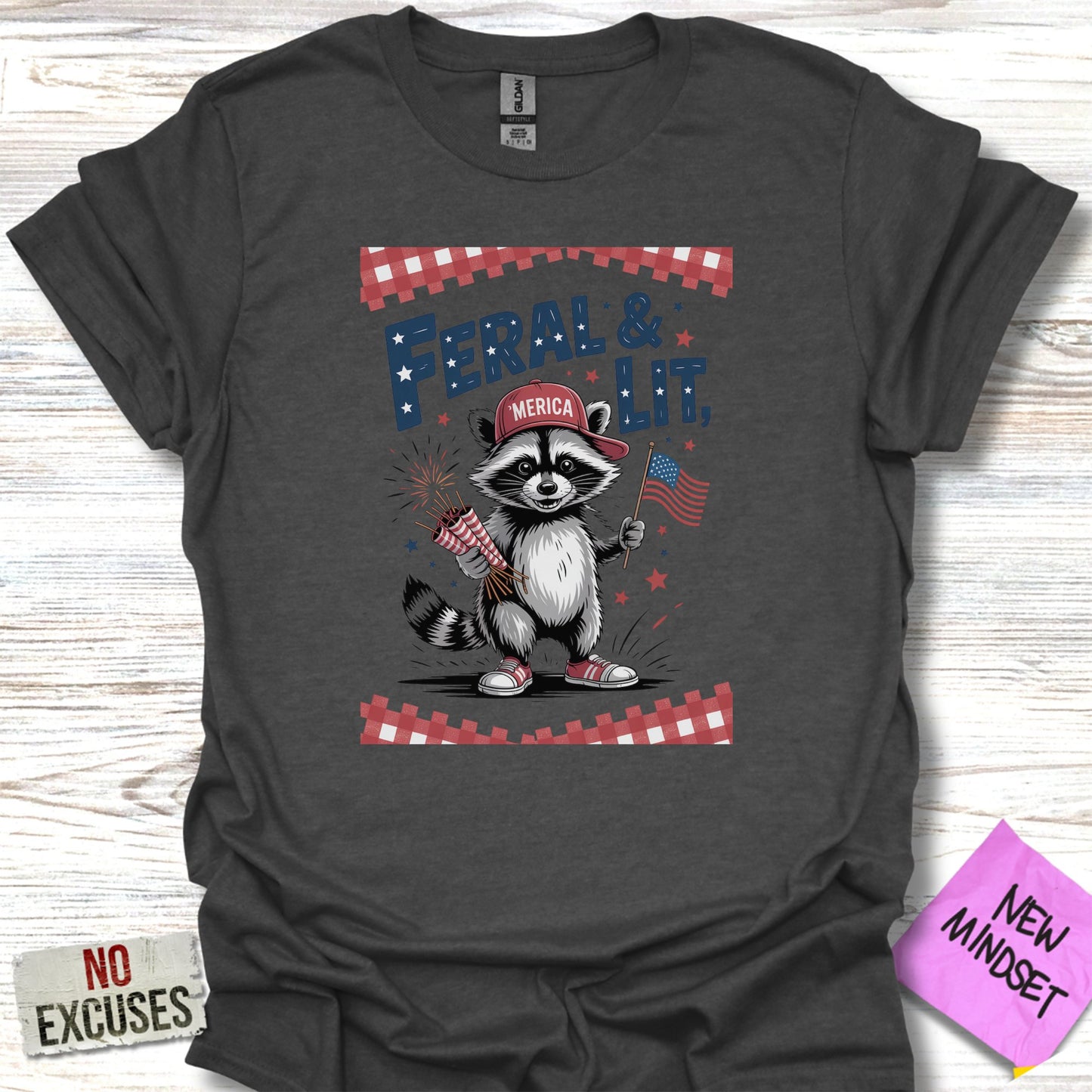 Patriotic Feral and Lit Raccoon Graphic Tee product
