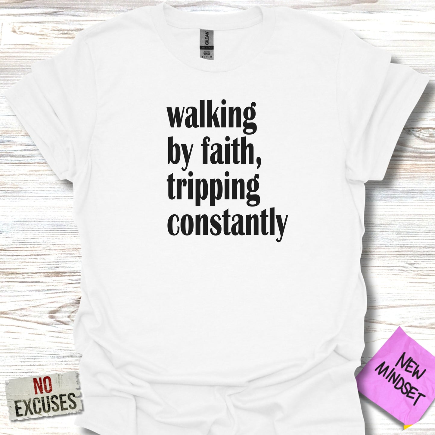 Walking by faith tripping constantly shirt product