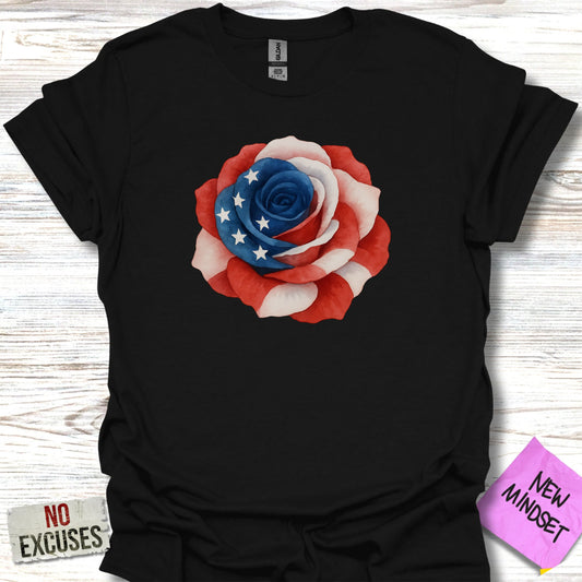 Distinctive American Flag Rose Design T-Shirt product