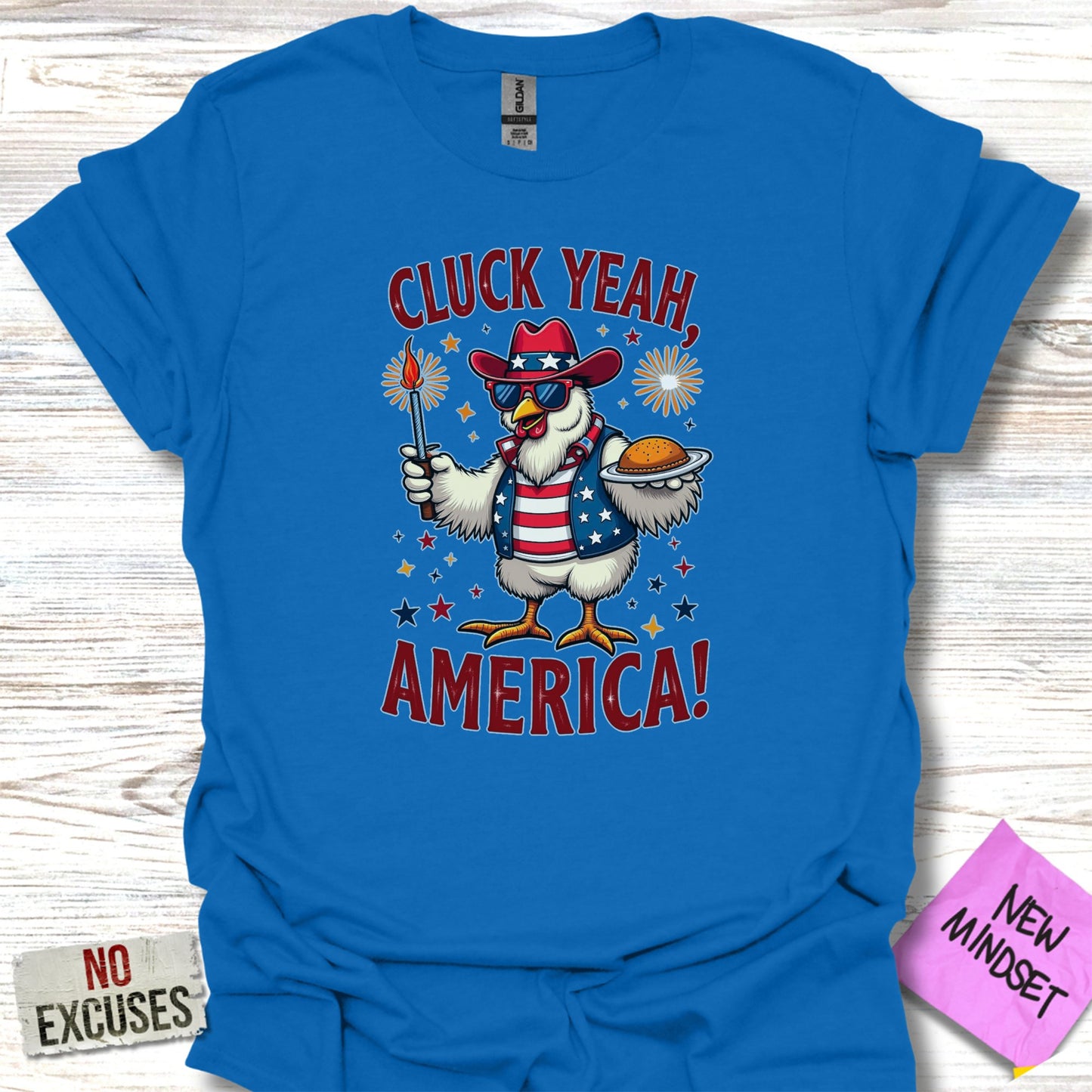 Cluck Yeah America Patriotic Chicken Graphic Tee product