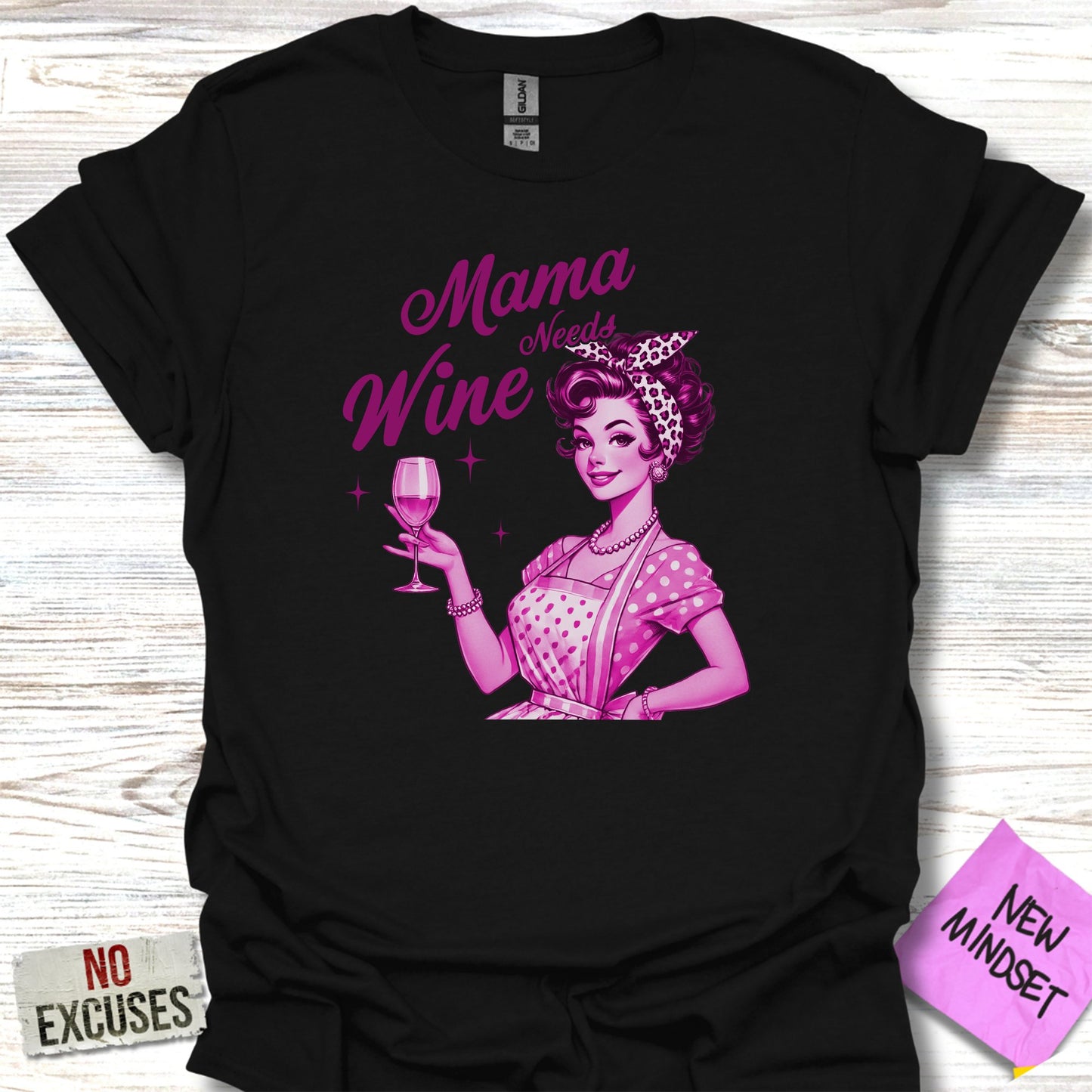 Mama Needs Wine Graphic T-Shirt Retro Style product