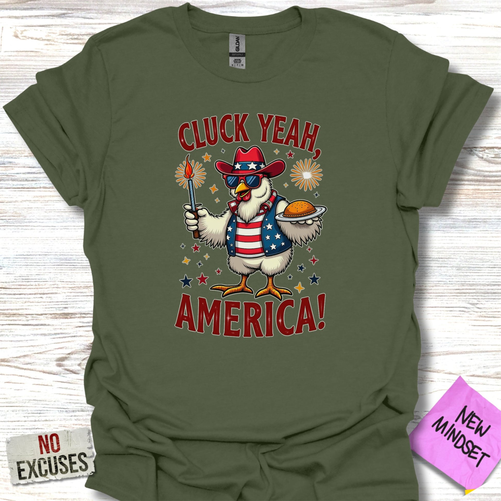 Cluck Yeah America Graphic Chicken T-Shirt product type