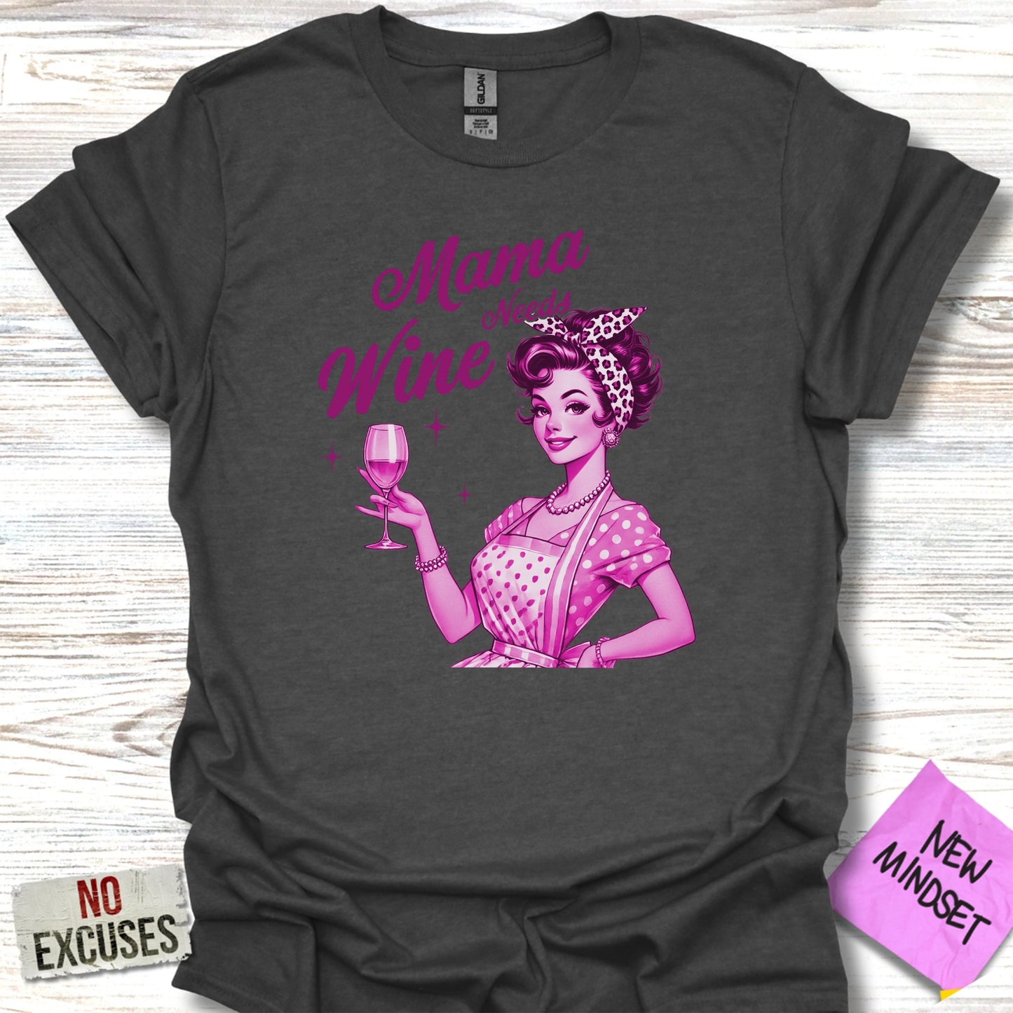 Mama Needs Wine Graphic T-Shirt retro style product